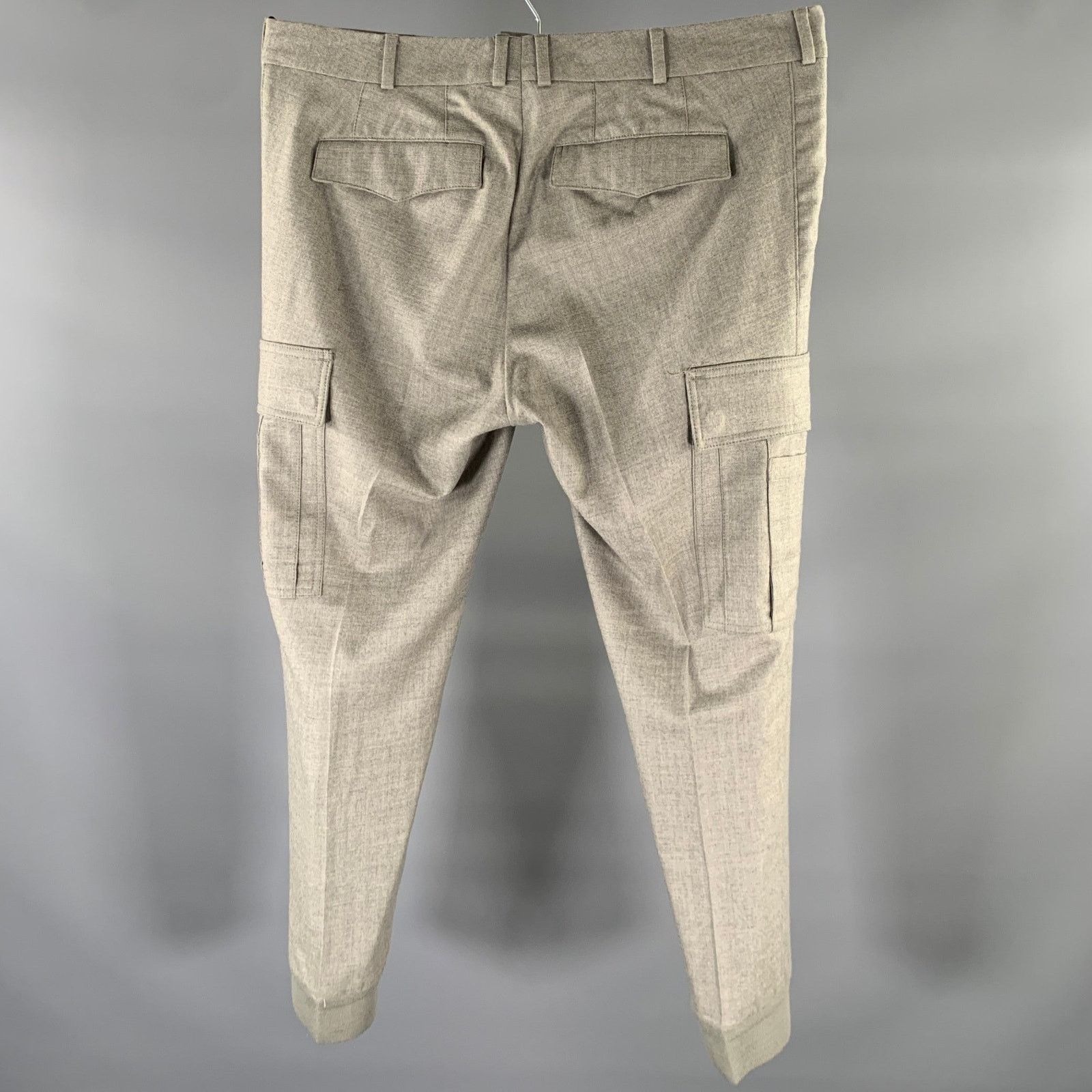 Ralph Lauren Size 34 Gray Heather Wool Blend Cargo Dress Pants Size US 34 / EU 50 - 2 Thumbnail