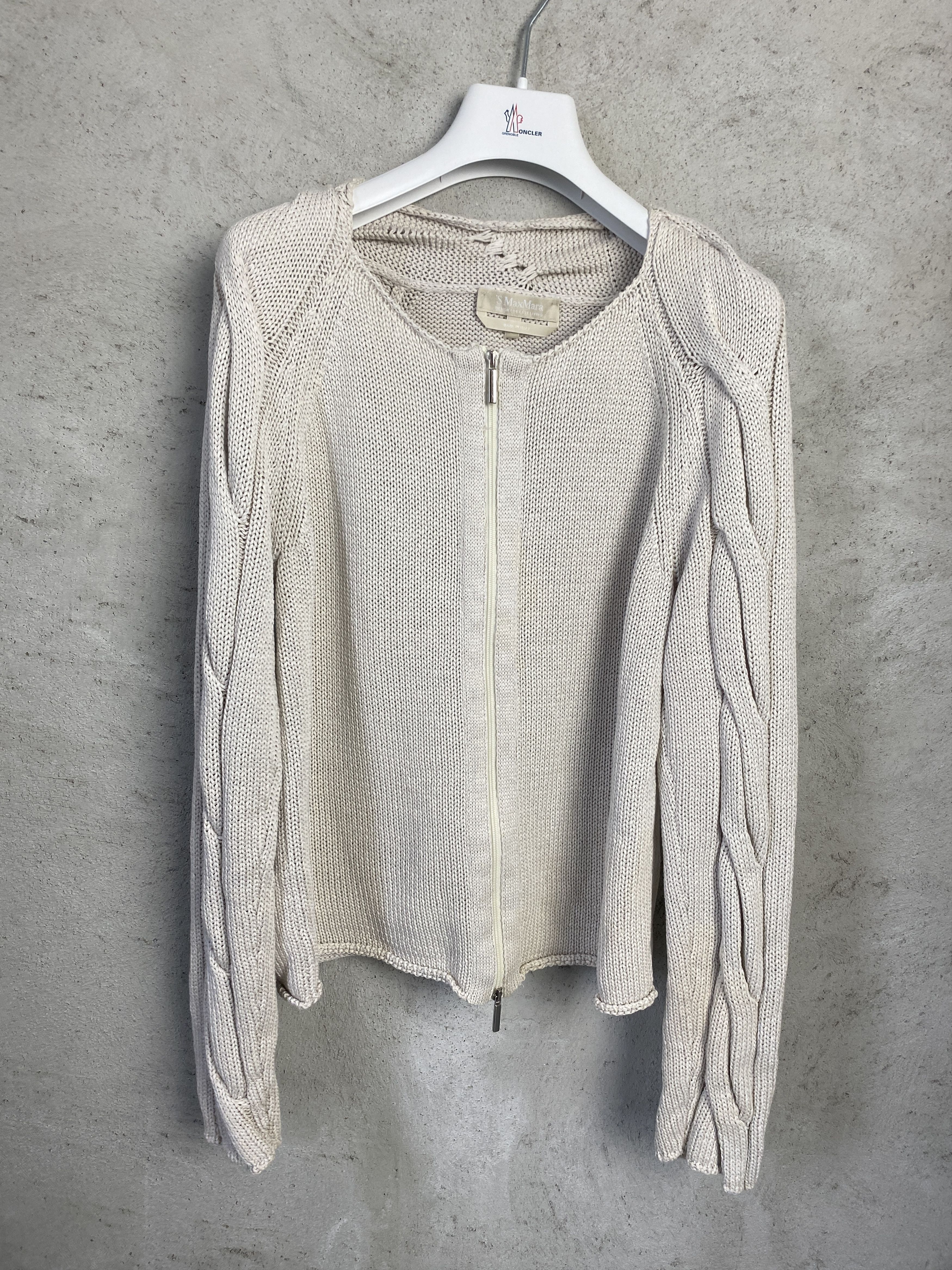 Max Mara Max Mara cotton zip-up sweater knitwear Size L / US 10 / IT 46 - 1 Thumbnail