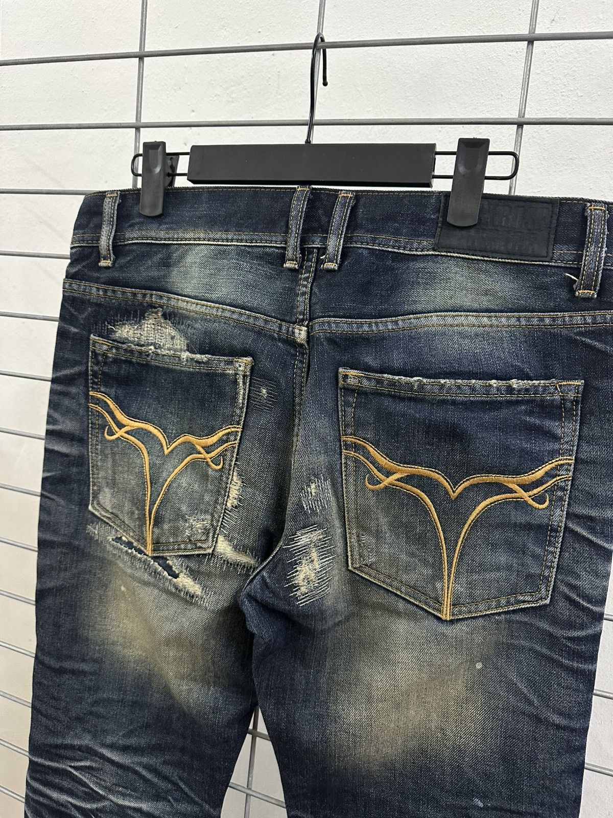 Isamu Katayama Backlash × JACKROSE × Japanese Brand Rare Beautiful Jack Rose Wash Boro Distressed Flared Denim Size US 31 - 13 Thumbnail