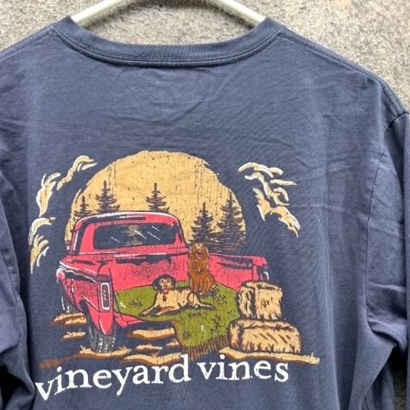 Vineyard Vines Vineyard Vines Shirt Mens Medium Navy Long Sleeve Pocket Graphic Camping Truck Shirt Size US M / EU 48-50 / 2 - 2 Thumbnail