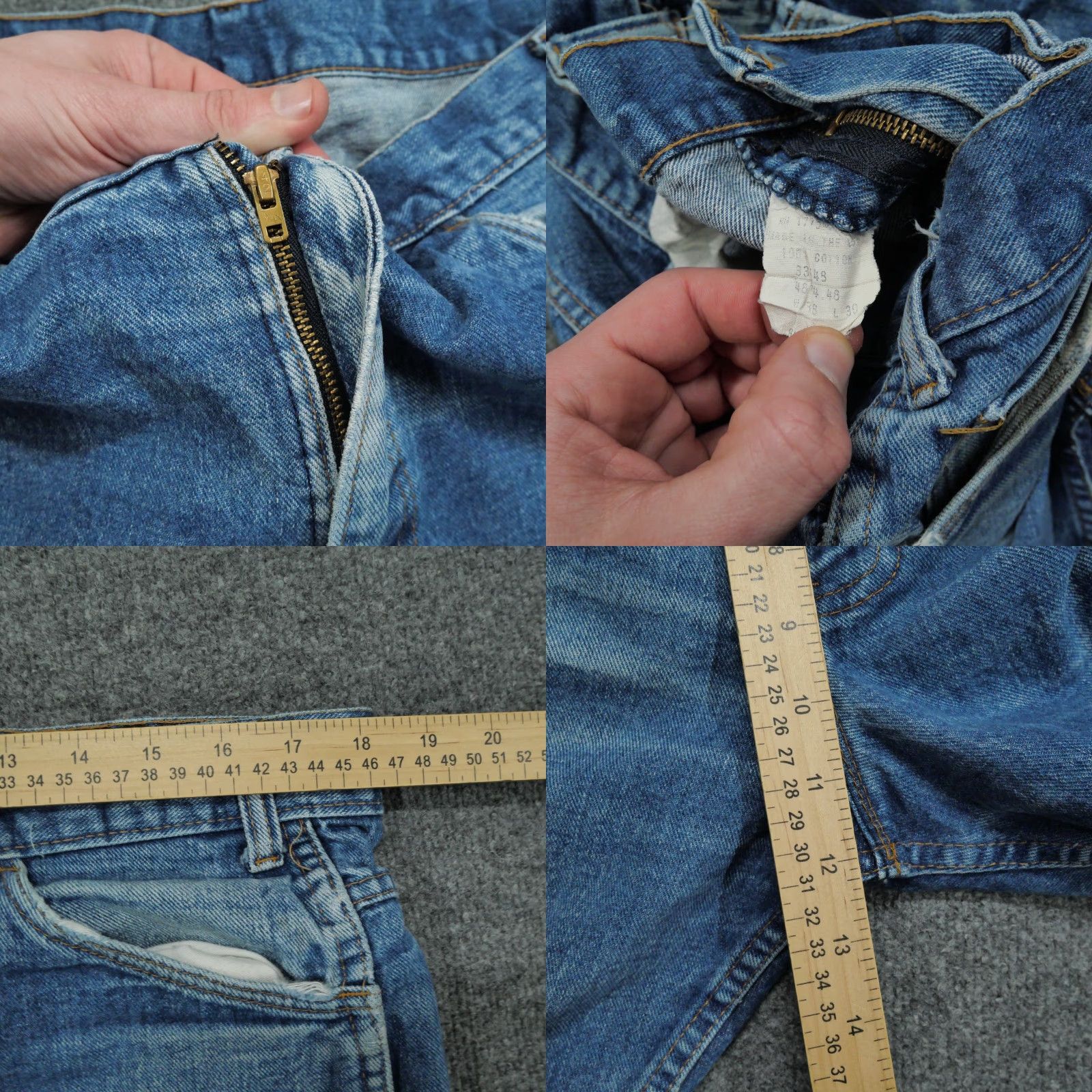 Vintage VINTAGE Saddle King Jeans Mens 38X30 Blue Pants Faded Whiskers Western Talon 80s Size US 36 / EU 52 - 8 Thumbnail