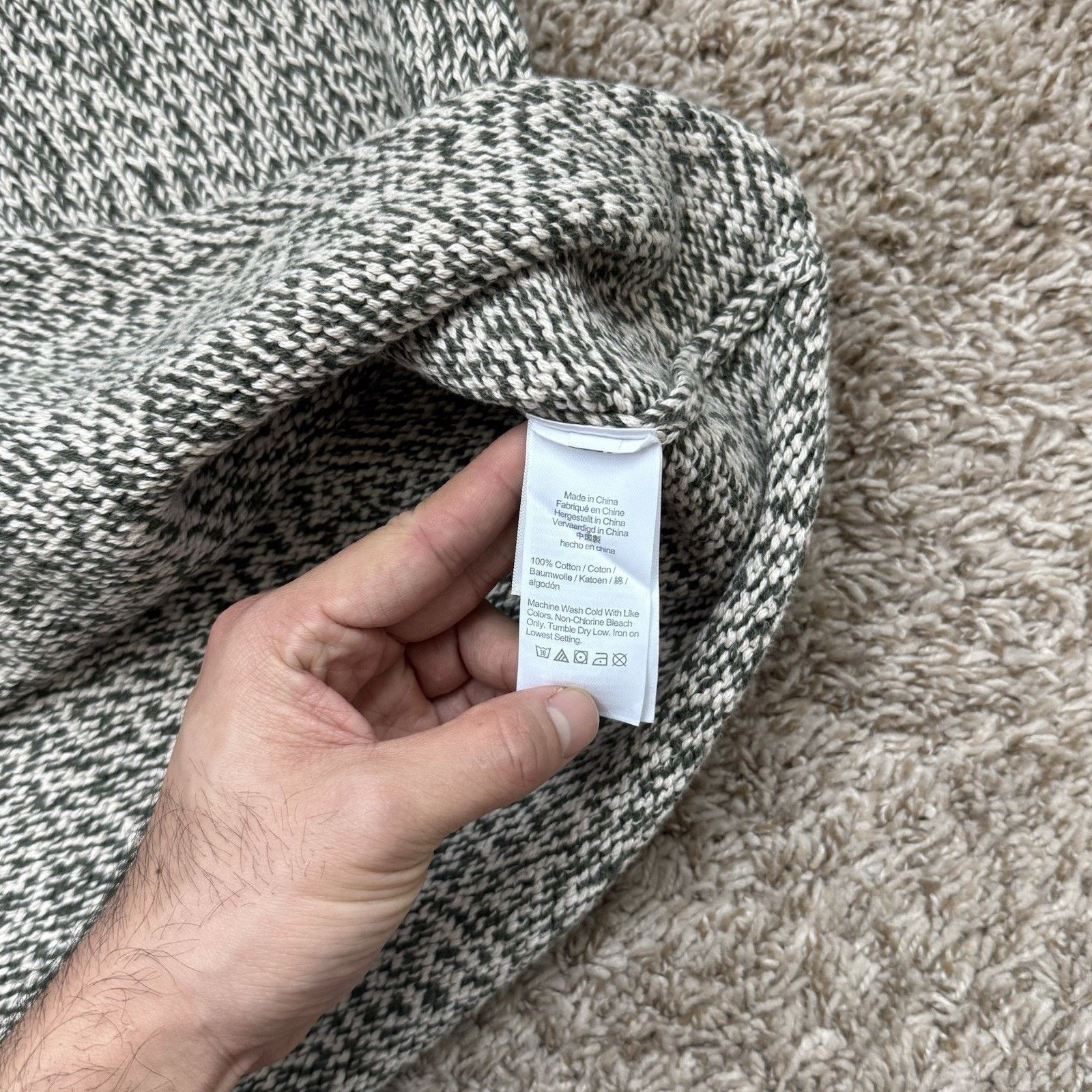 J.Crew NWT J. Crew Roll Neck Cotton Sweater Oatmeal Green Fisherman Size US L / EU 52-54 / 3 - 4 Thumbnail