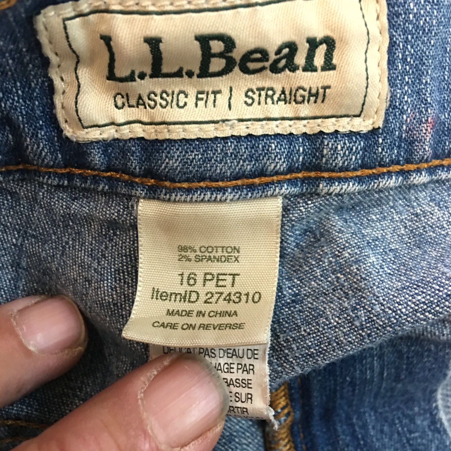 Vintage L.L. Bean Women's Classic Cropped Denim Jeans Size 16P Blue 5-Pocket Comfort Size 38" / US 16 / IT 52 - 6 Thumbnail