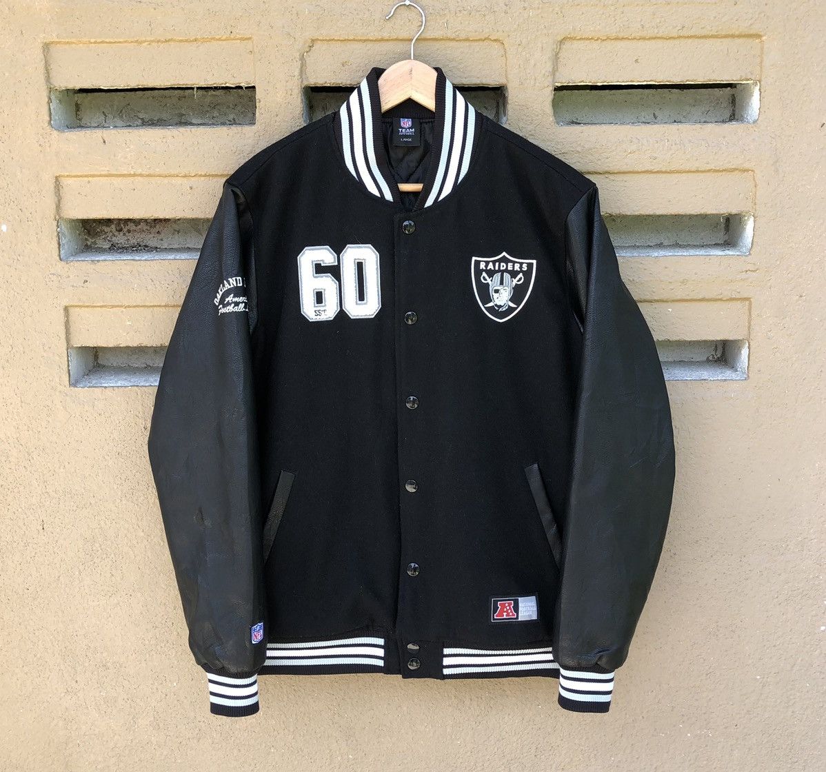 NFL NFL Majestic Raiders Letterman Wool Leather Varsity Jacket Size US L / EU 52-54 / 3 - 3 Thumbnail