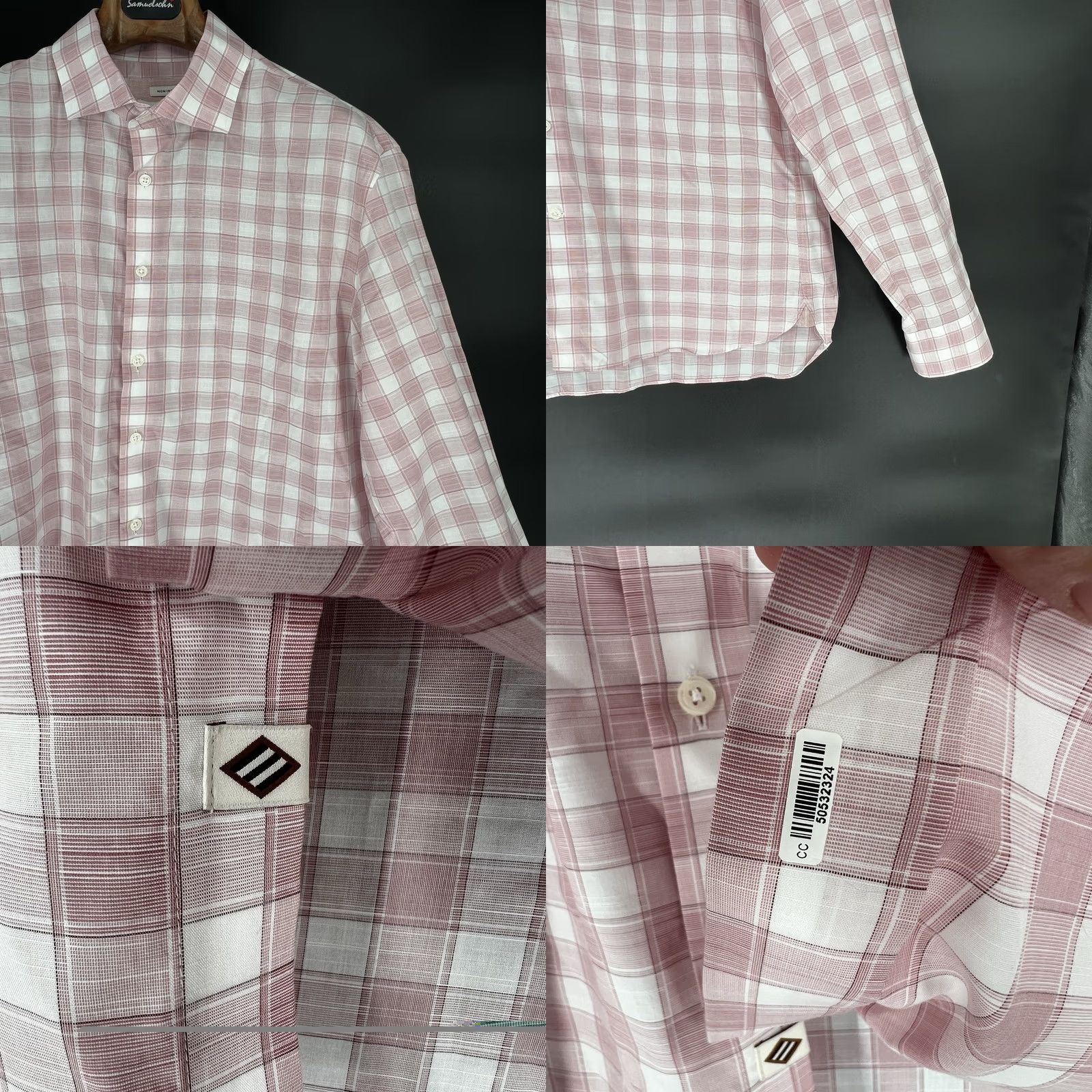 Joseph Abboud Joseph Abboud Dress Shirt Mens Size XL Pink White Plaid Check Non Iron Button Up Size 46R - 8 Thumbnail