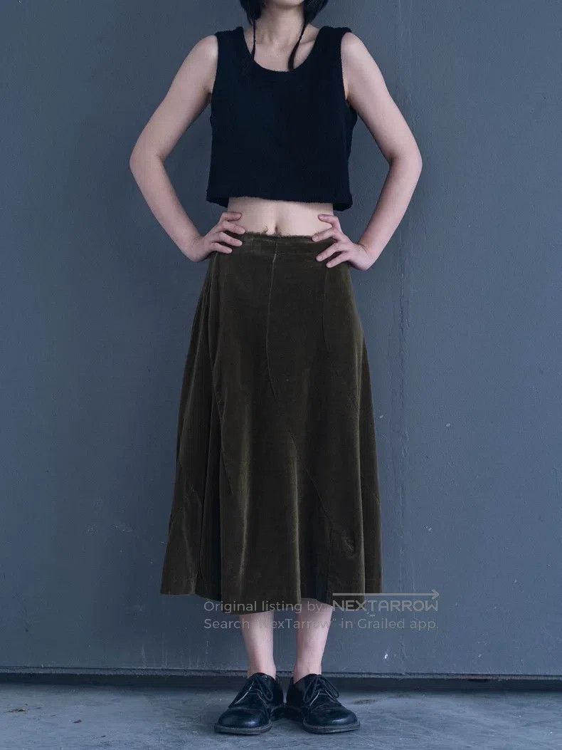 Comme des Garcons Comme Des Garcons Moss Green Velvet Skirt Size 23" - 1 Thumbnail