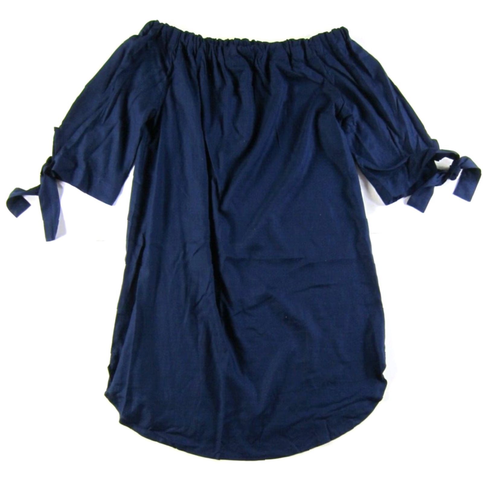 Vintage NWT LASCANA 100% Rayon Navy Blue Off Shoulder Short Sleeve Tunic Shift Dress 10 Size 32" / US 10 / IT 46 - 2 Thumbnail