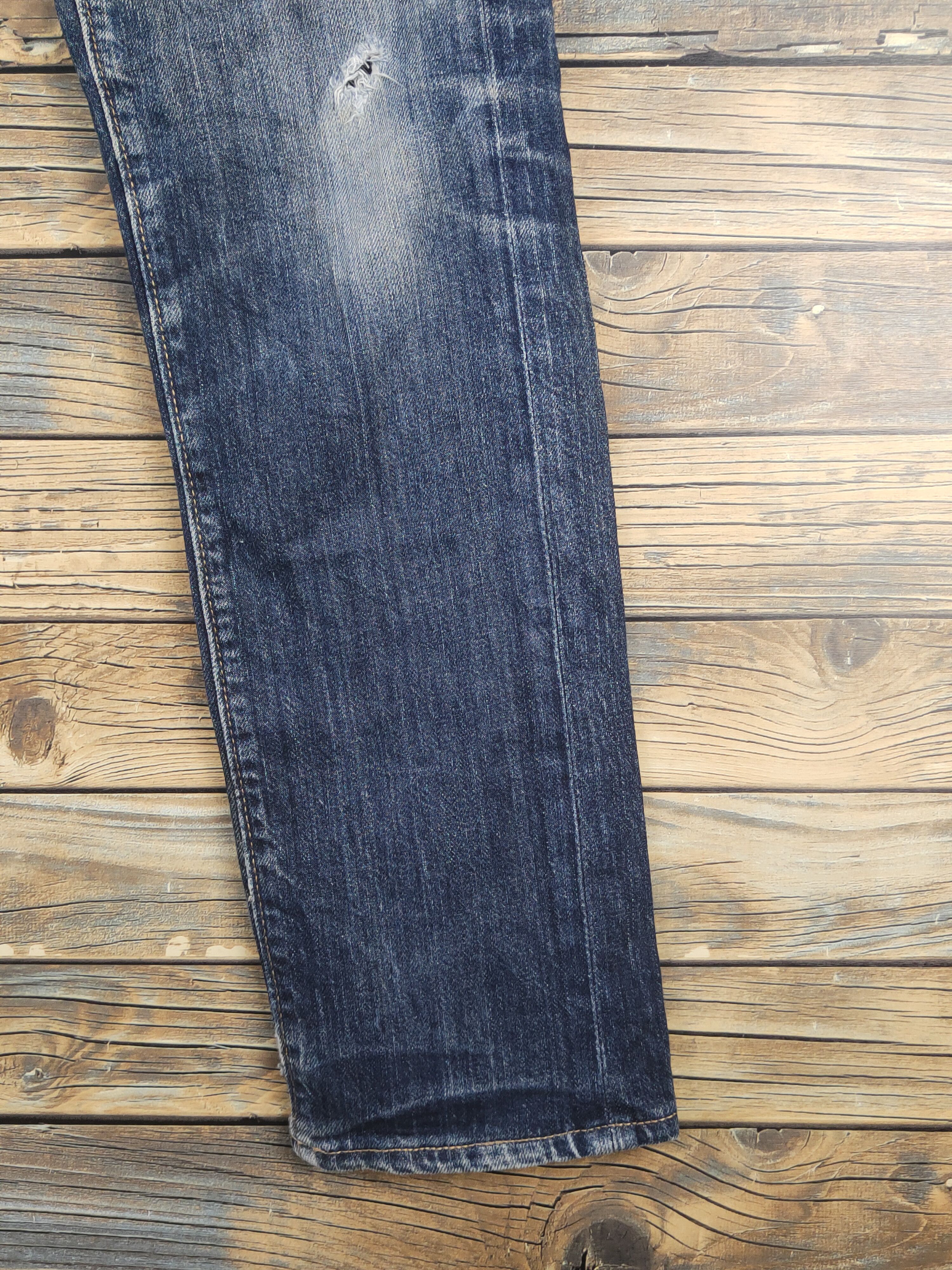 Vintage Old Navy Dark Blue Distressed Ripped Skinny Jeans #W1603 Size US 31 - 6 Thumbnail