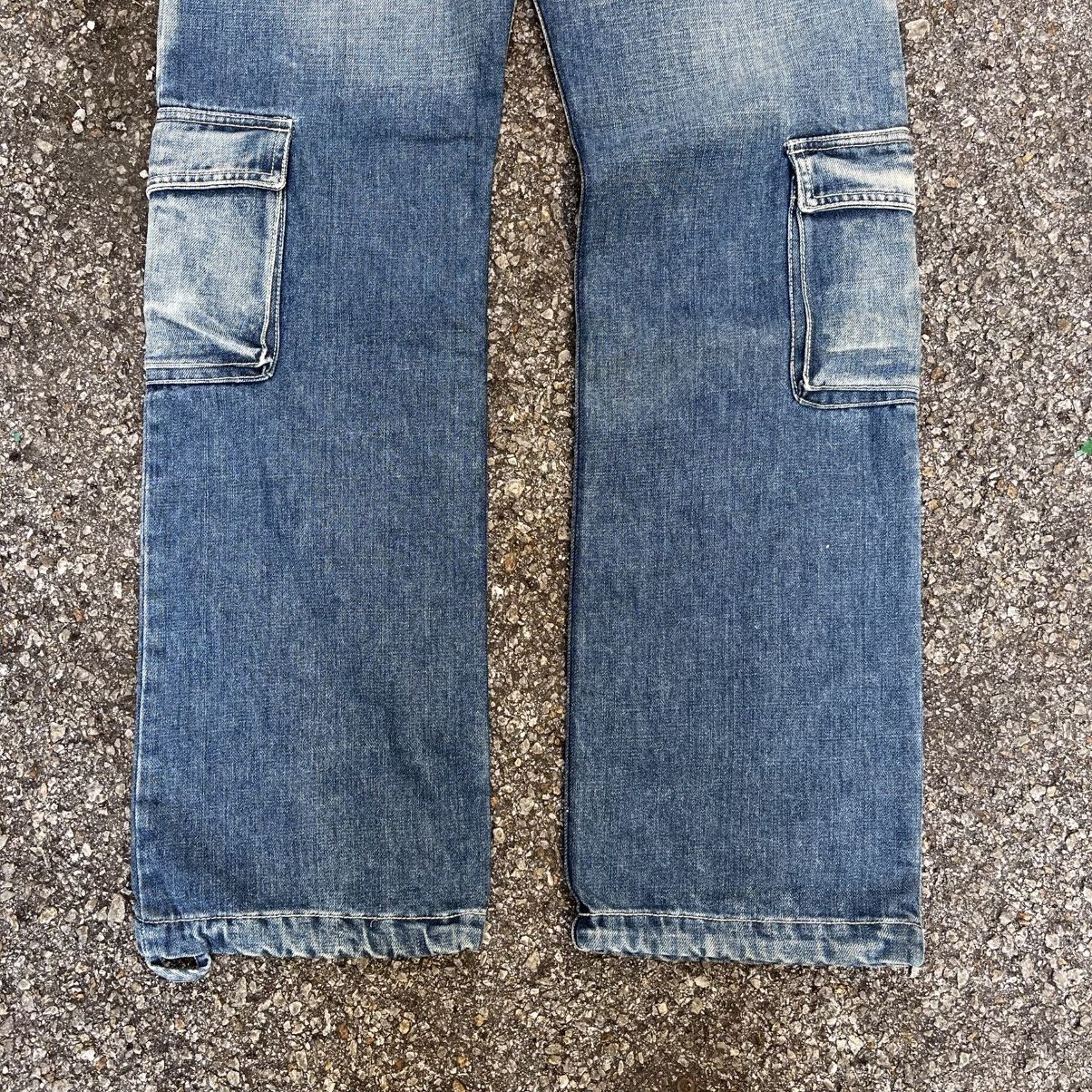 If Six Was Nine Cargo Jeans Multi Pocket Faded Washed Blue Denim Pants Size US 30 / EU 46 - 9 Thumbnail