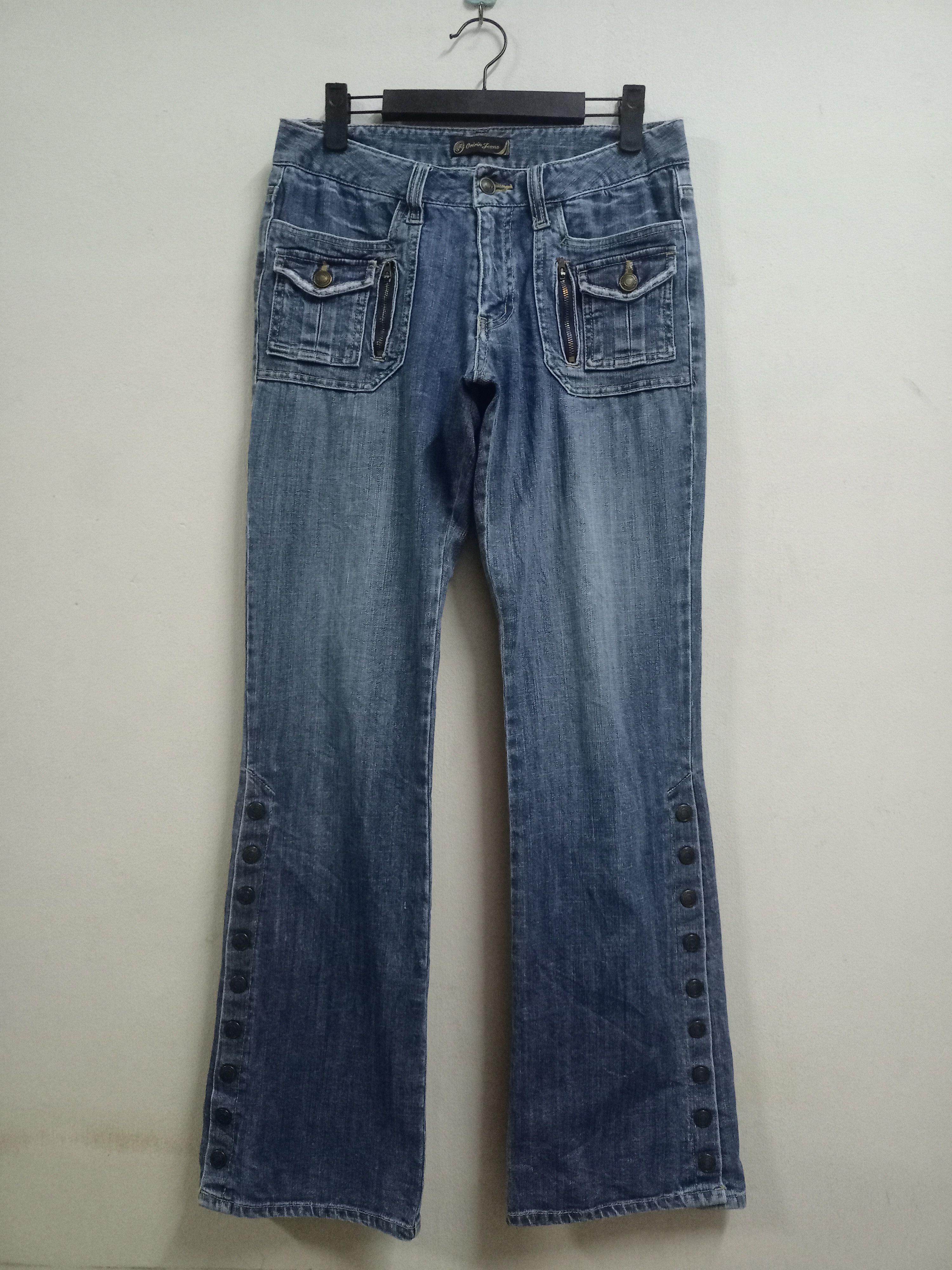 Japanese Brand Vintage Japanese Brand Blue Wash Flare Denim Bush Pants Size US 29 - 1 Thumbnail