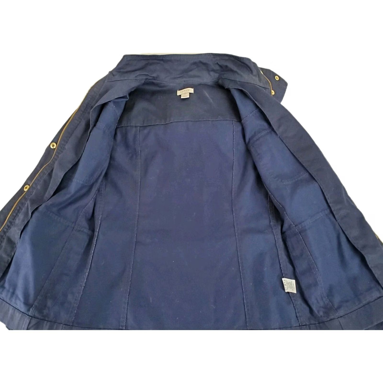J.Crew J. Crew Utility Jacket Blue Resin-Coated Twill Hooded Field Womens XS Size XXS / US 00 / IT 34 - 3 Thumbnail