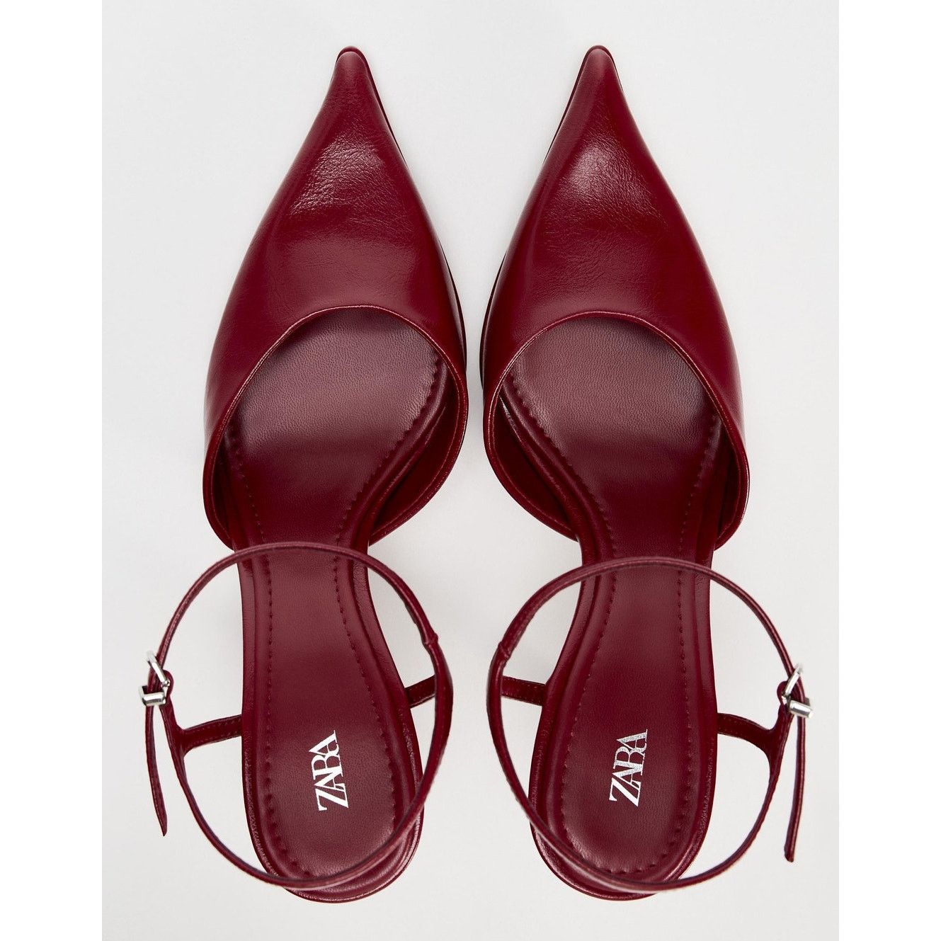 Zara ZARA Cherry Red Slingback Heels Pointed Toe Pumps NWT Size US 7.5 / IT 37.5 - 25 Thumbnail