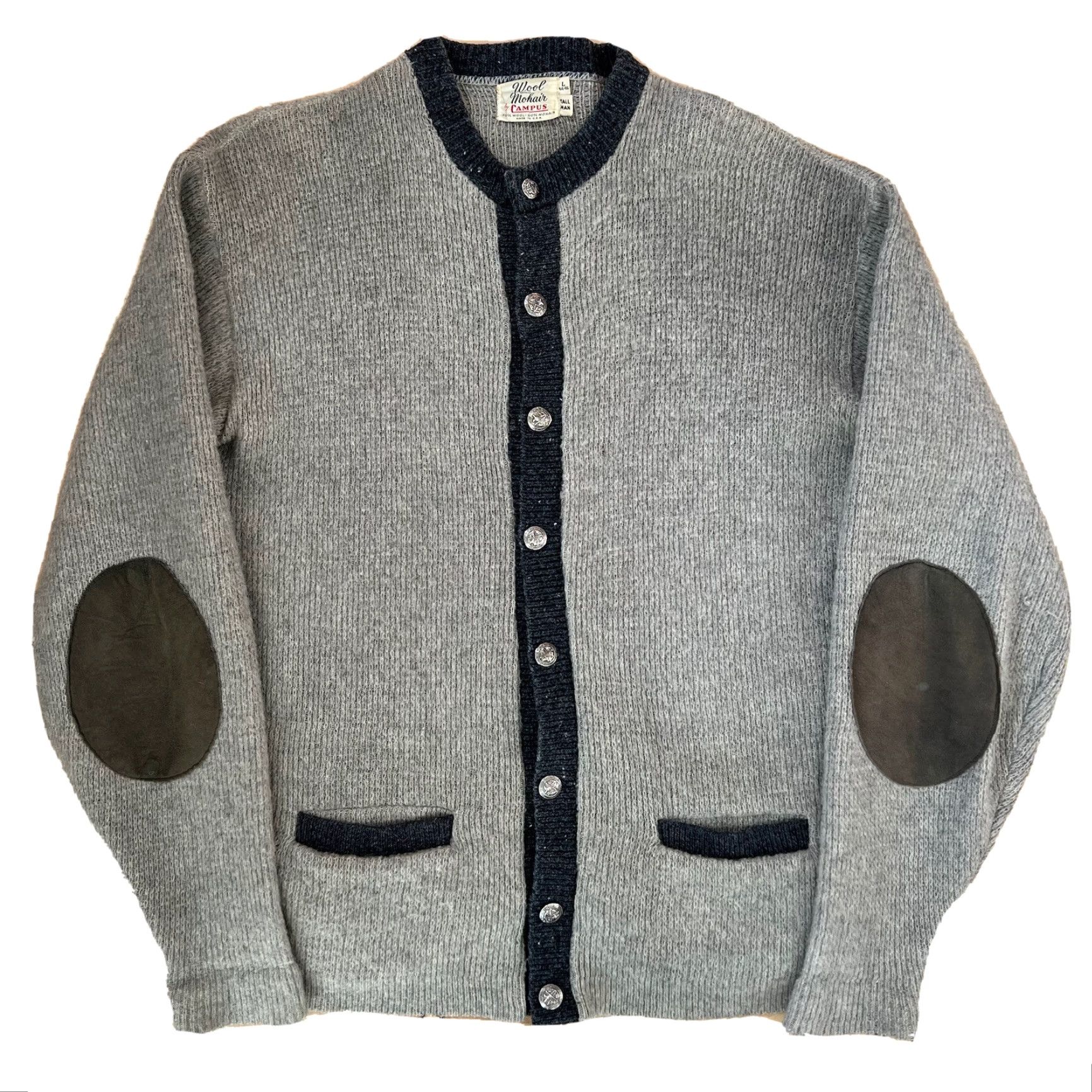Vintage VINTAGE Campus Mohair Cardigan Large Gray 70s Wool Sweater Grunge Punk Mens Cardigan Knit Size US L / EU 52-54 / 3 - 2 Thumbnail