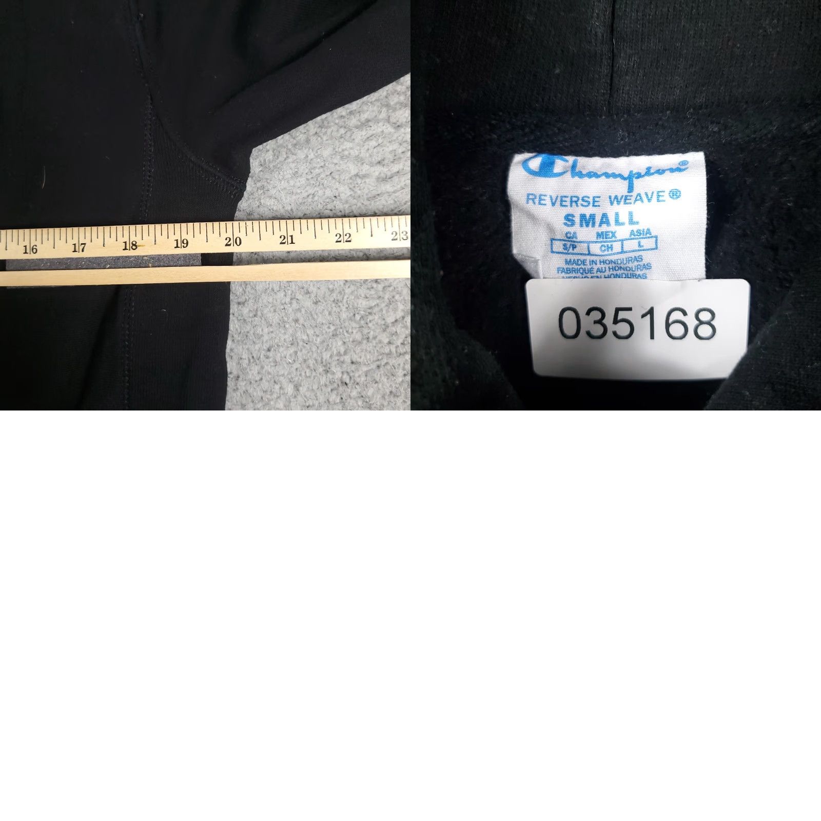 Champion VINTAGE Champion Hoodie Pullover Mens Small Black Cotton Blend Fleece Logo Zipper All Seasons Size US S / EU 44-46 / 1 - 8 Thumbnail