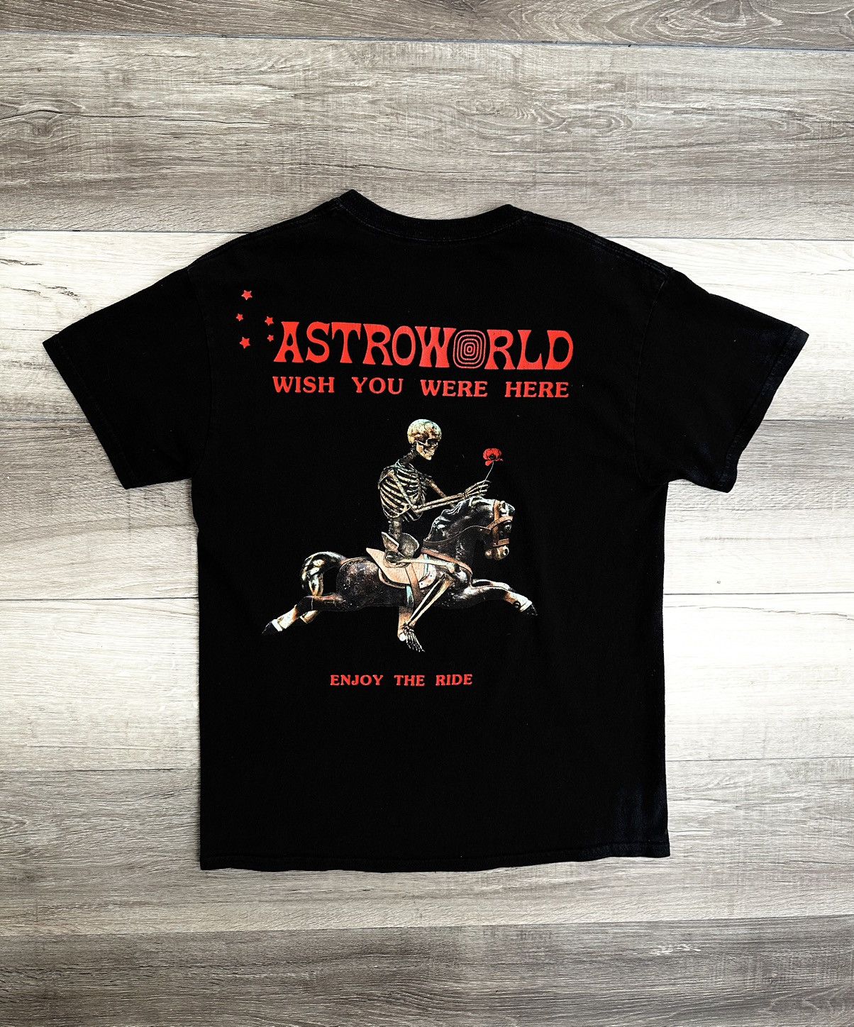 image of Travis Scott Black "enjoy The Ride" Skeleton Logo Tee Medium, Men's