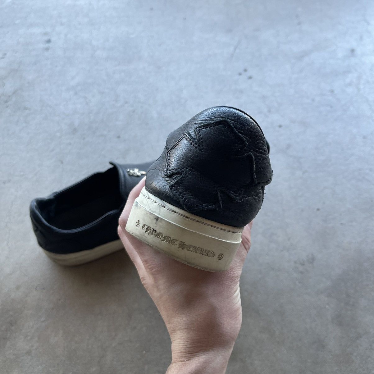 Chrome Hearts Dagger Zip Leather Slip Ons