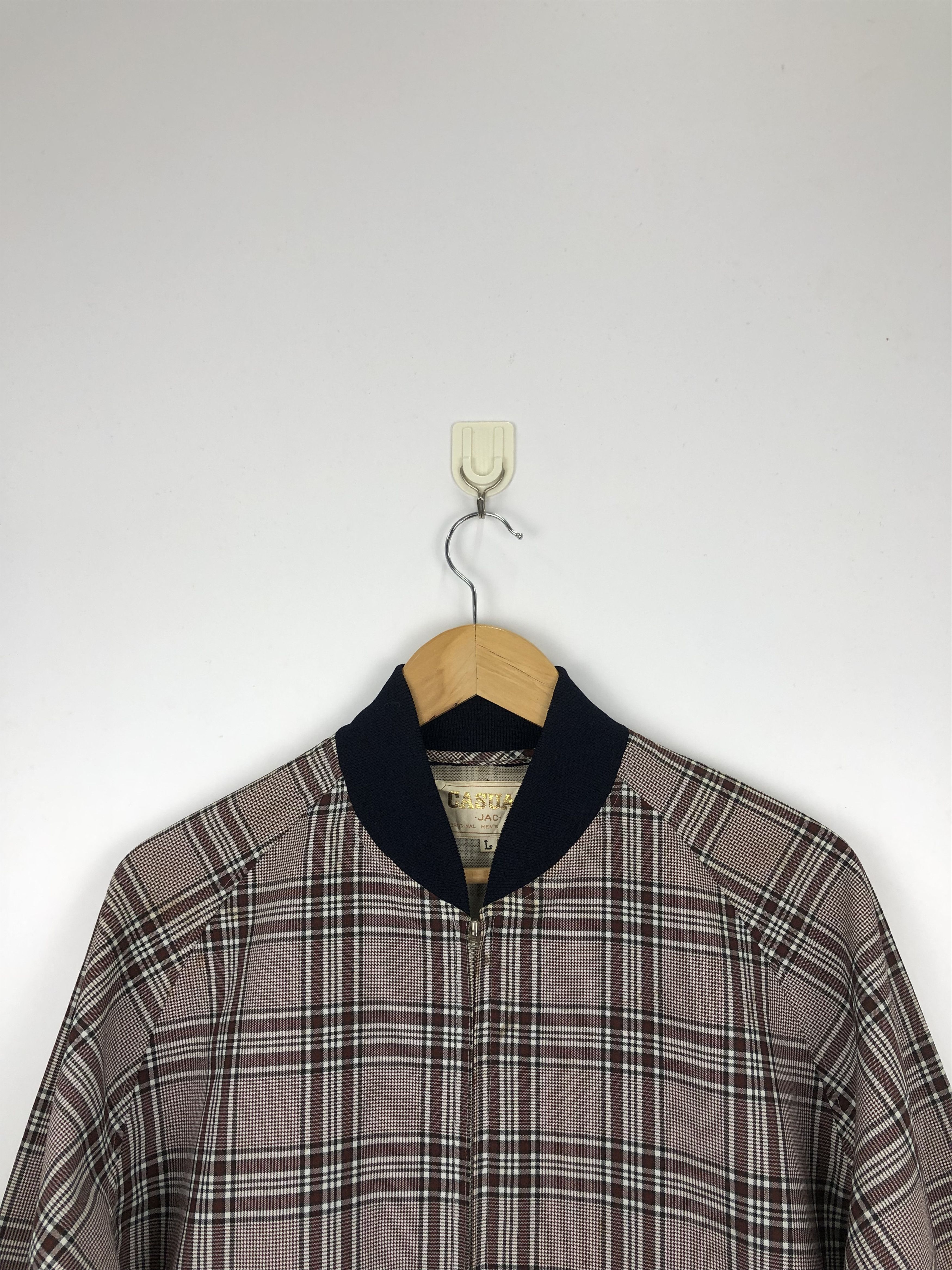 Vintage Vintage 90s Japanese Brand Zipper Checkered Varsity V0431 Size US L / EU 52-54 / 3 - 2 Thumbnail