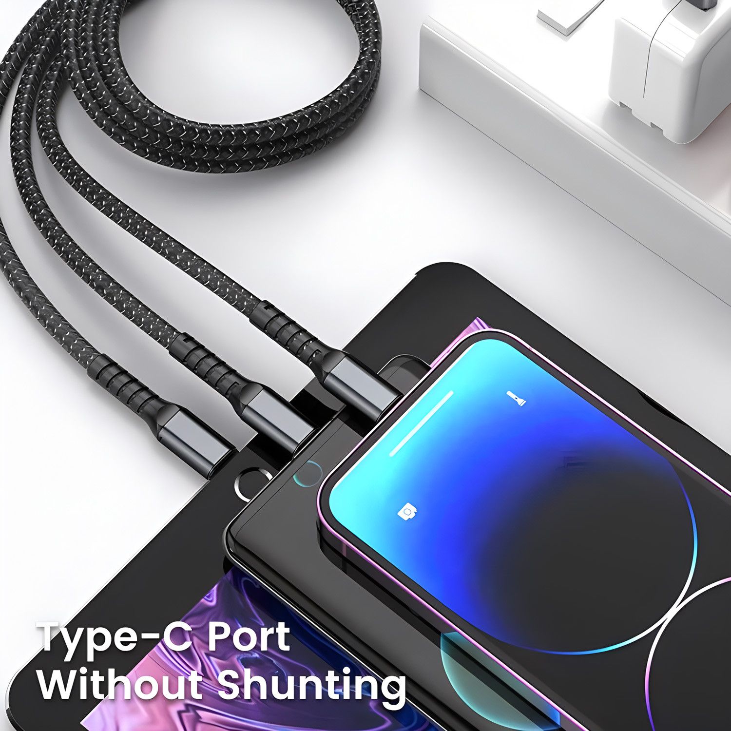 Other 100W Fast Charging Cable Multi Charger Cable Nylon Braided Size ONE SIZE - 3 Thumbnail