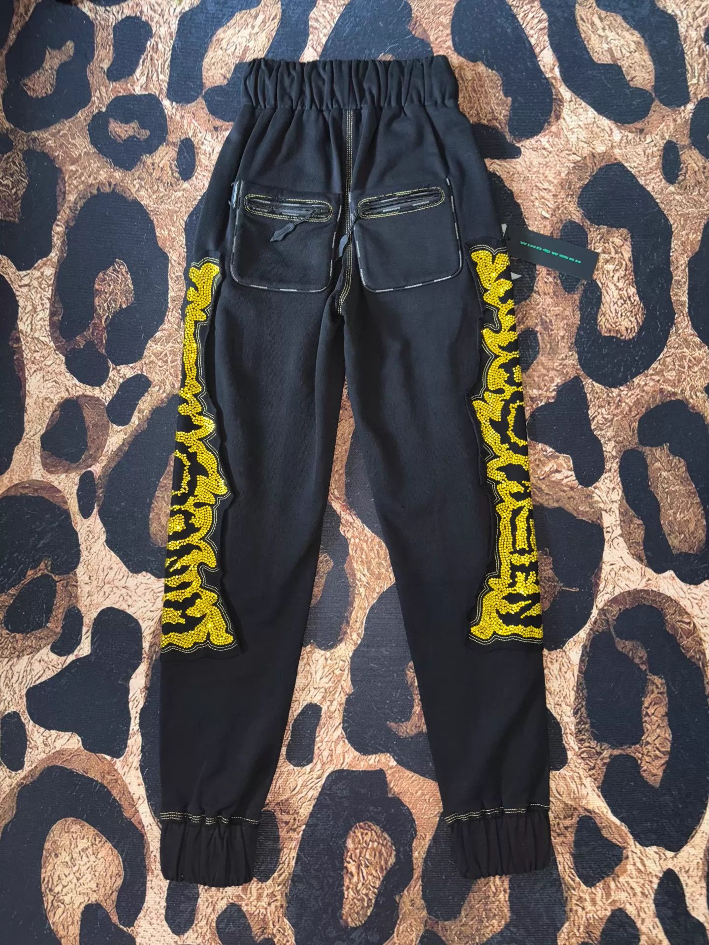 Other windowsen Runway Rhinestone Black Wide-Waist Knit Pants Size 26" / US 2 / IT 38 - 3 Thumbnail
