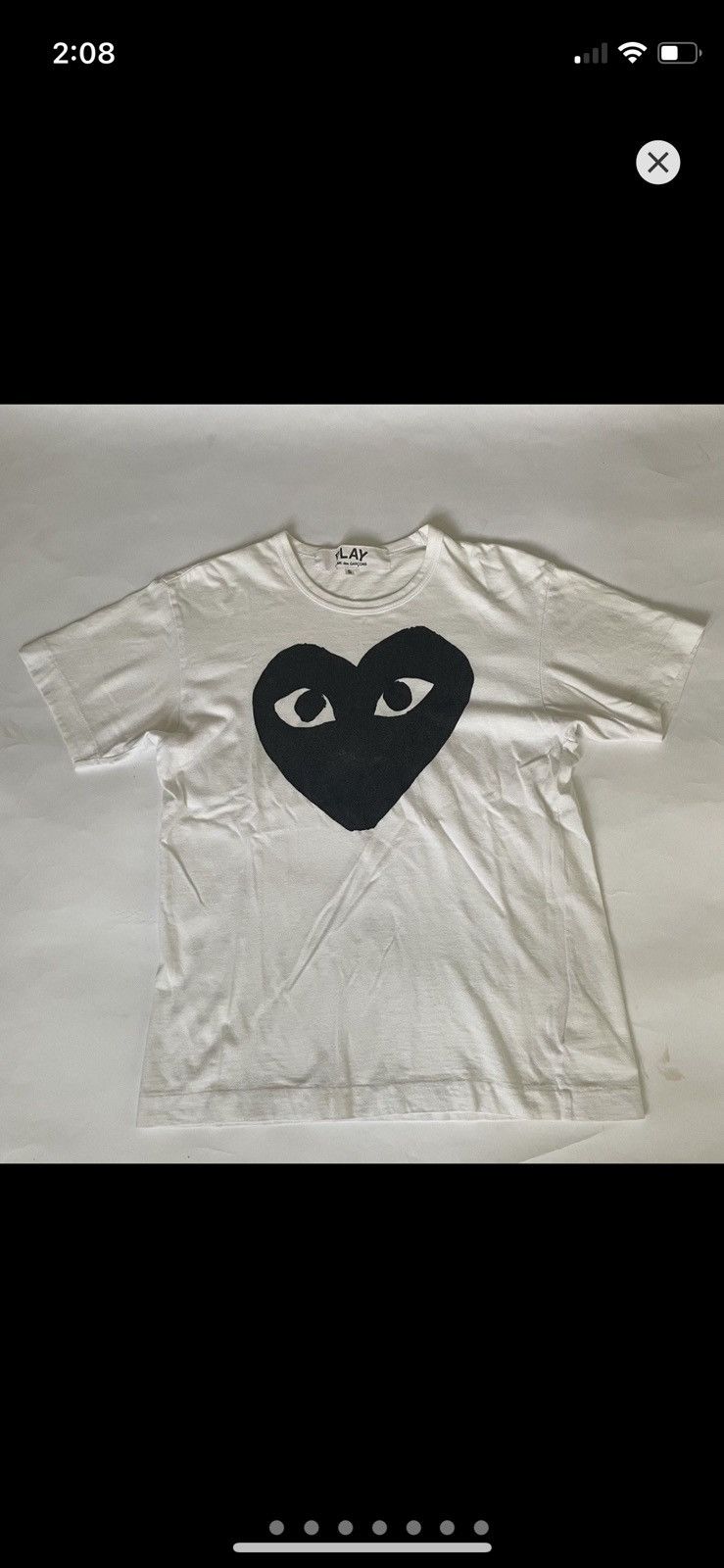 Tシャツ・カットソー (Unisex) Black Heart T-Shirt With Blue Eyes Heart Comme des Garcons PLAY CDG Black Heart With Blue Eyes on