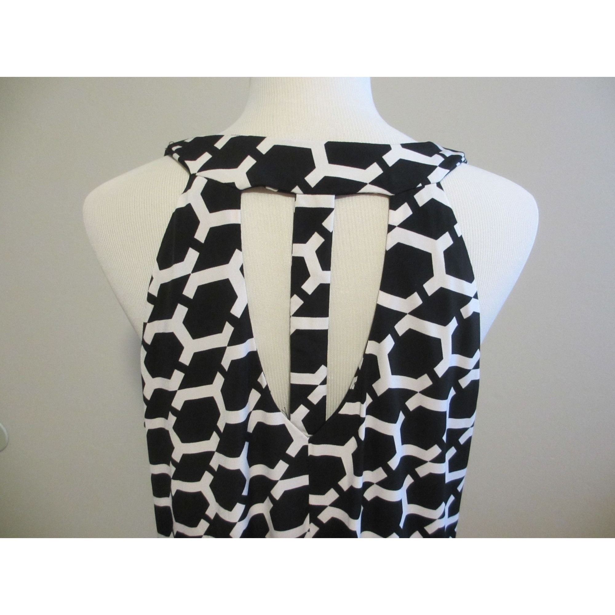 Worthington Worthington Black & White Geometric Pattern Sleeveless A-Lin Size XL / US 12-14 / IT 48-50 - 5 Thumbnail