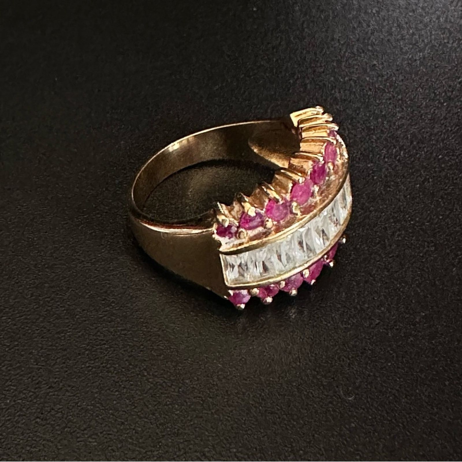 Other Vintage Wide Band Ruby And CZ Princess Ring Size ONE SIZE - 4 Thumbnail