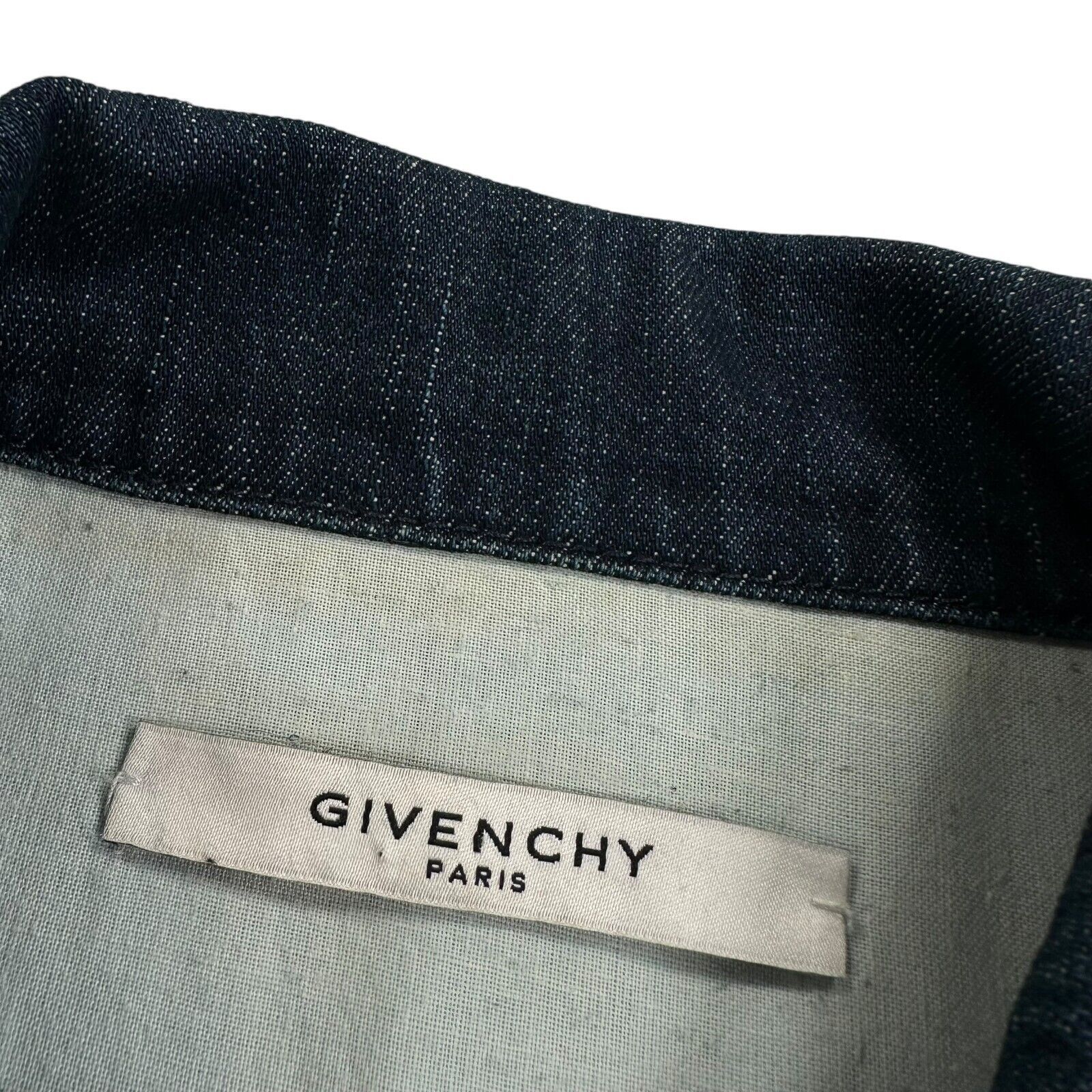 Givenchy Givenchy Size M Denim Jacket Acid Wash Deep Blue Logo Spray Size US S / EU 44-46 / 1 - 4 Thumbnail