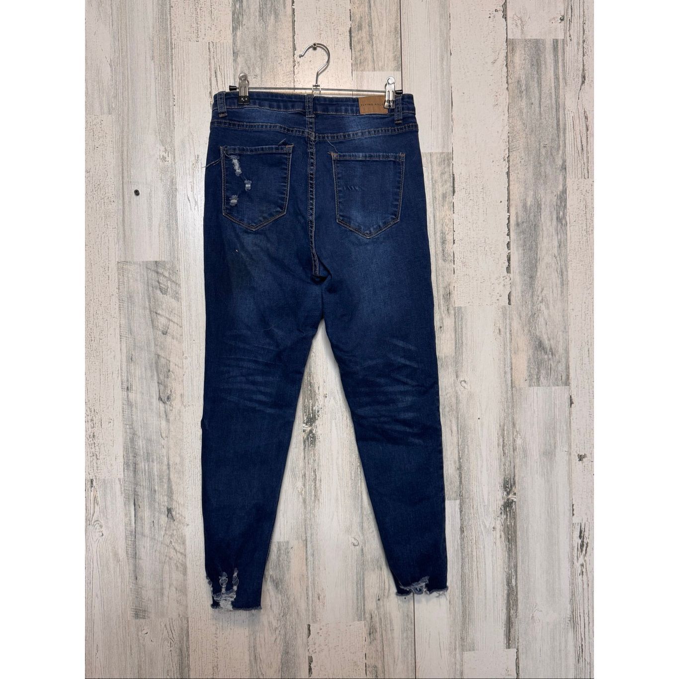 Other Flying Angel High Rise Distressed Skinny Jeans Dark Wash Button Fly – Size 9 Size 28" / US 6 / IT 42 - 8 Thumbnail