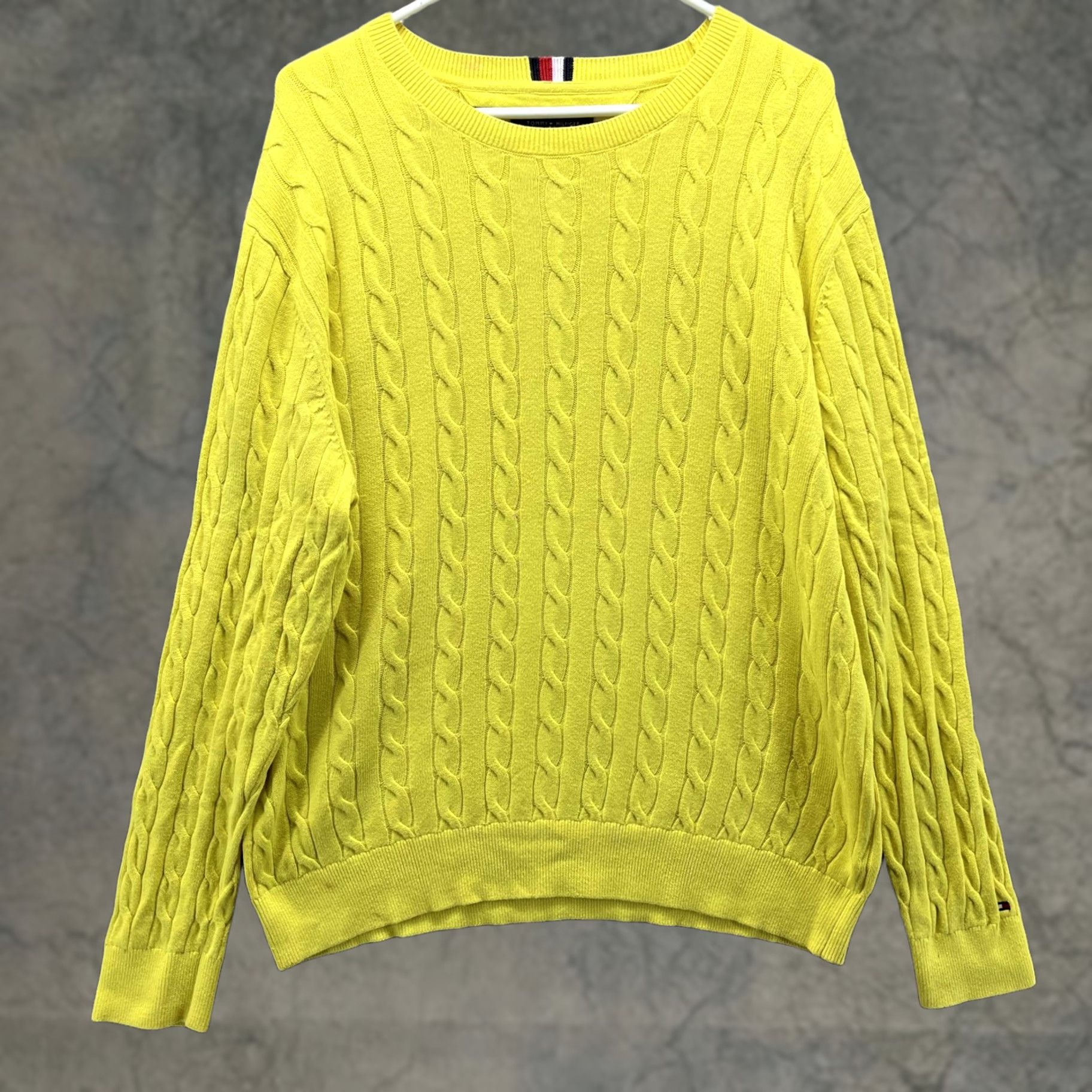 Tommy Hilfiger Tommy Hilfiger Sweater Mens XL Yellow Cotton Cable-Knit Crewneck Pullover Logo Size US XL / EU 56 / 4 - 1 Thumbnail