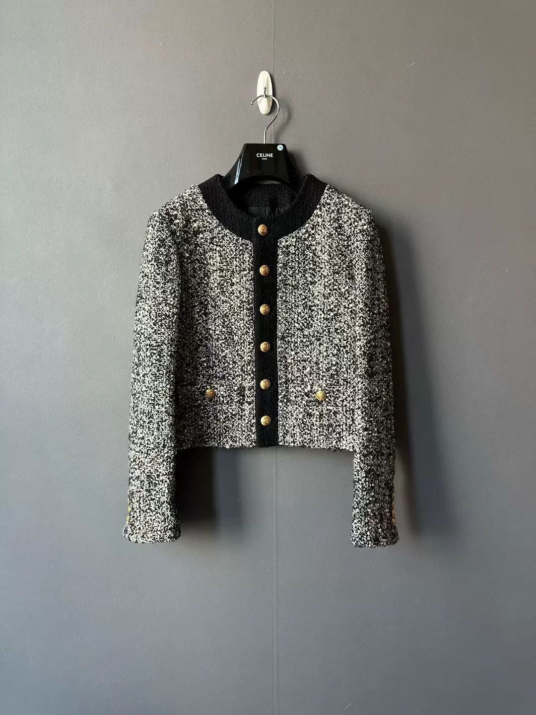 Celine celine black and white tweed jacket Size XS / US 0-2 / IT 36-38 - 1 Thumbnail