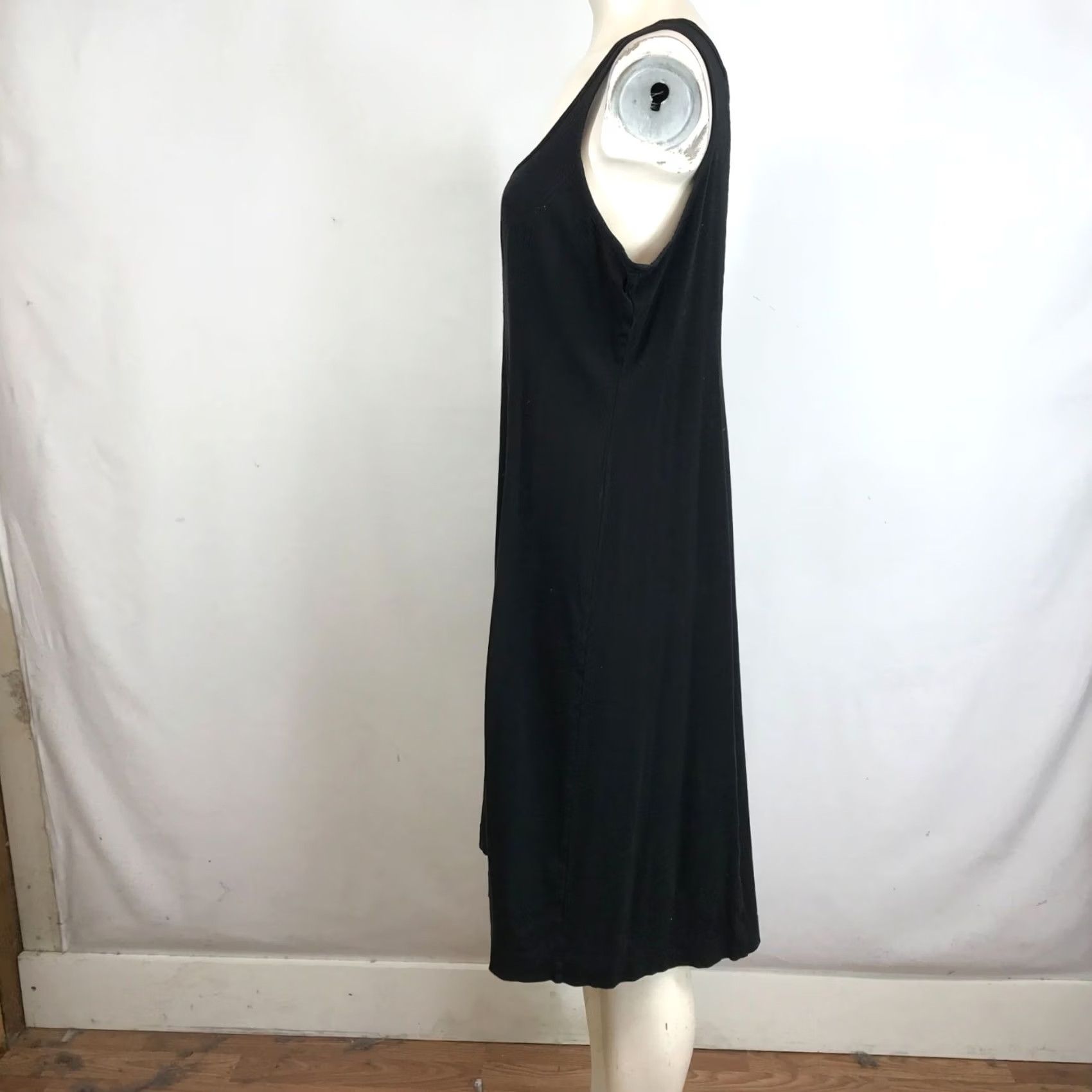 Everlane VINTAGE? No. EVERLANE Women XL Black Sleeveless Round Neck Cotton Midi Dress Shirt? Size XL / US 12-14 / IT 48-50 - 6 Thumbnail