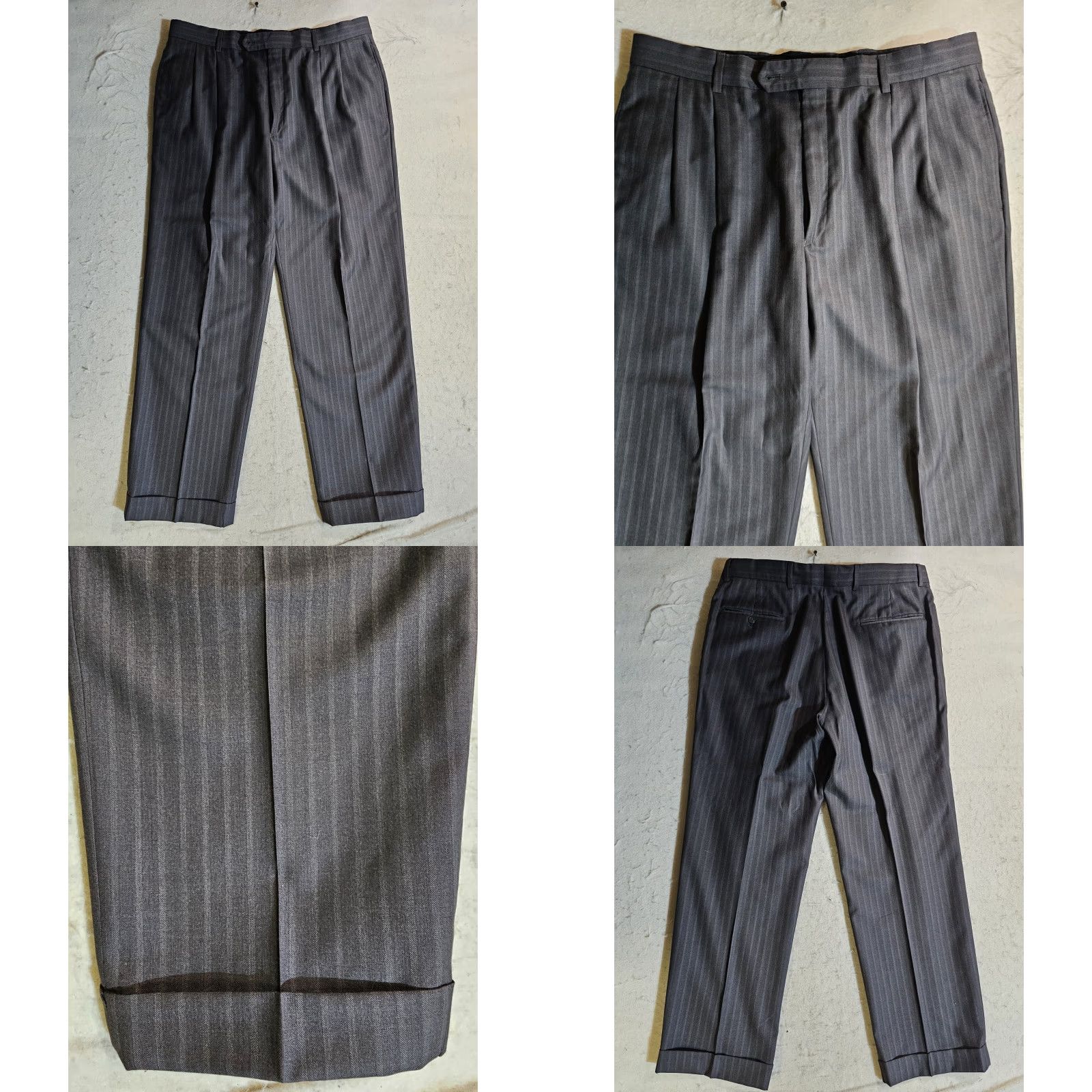 Jos. A. Bank Jos A Bank 2pc Suit Signature Collection Silk Wool Charcoal Striped 43R 34x30 Mens Size 46R - 10 Thumbnail