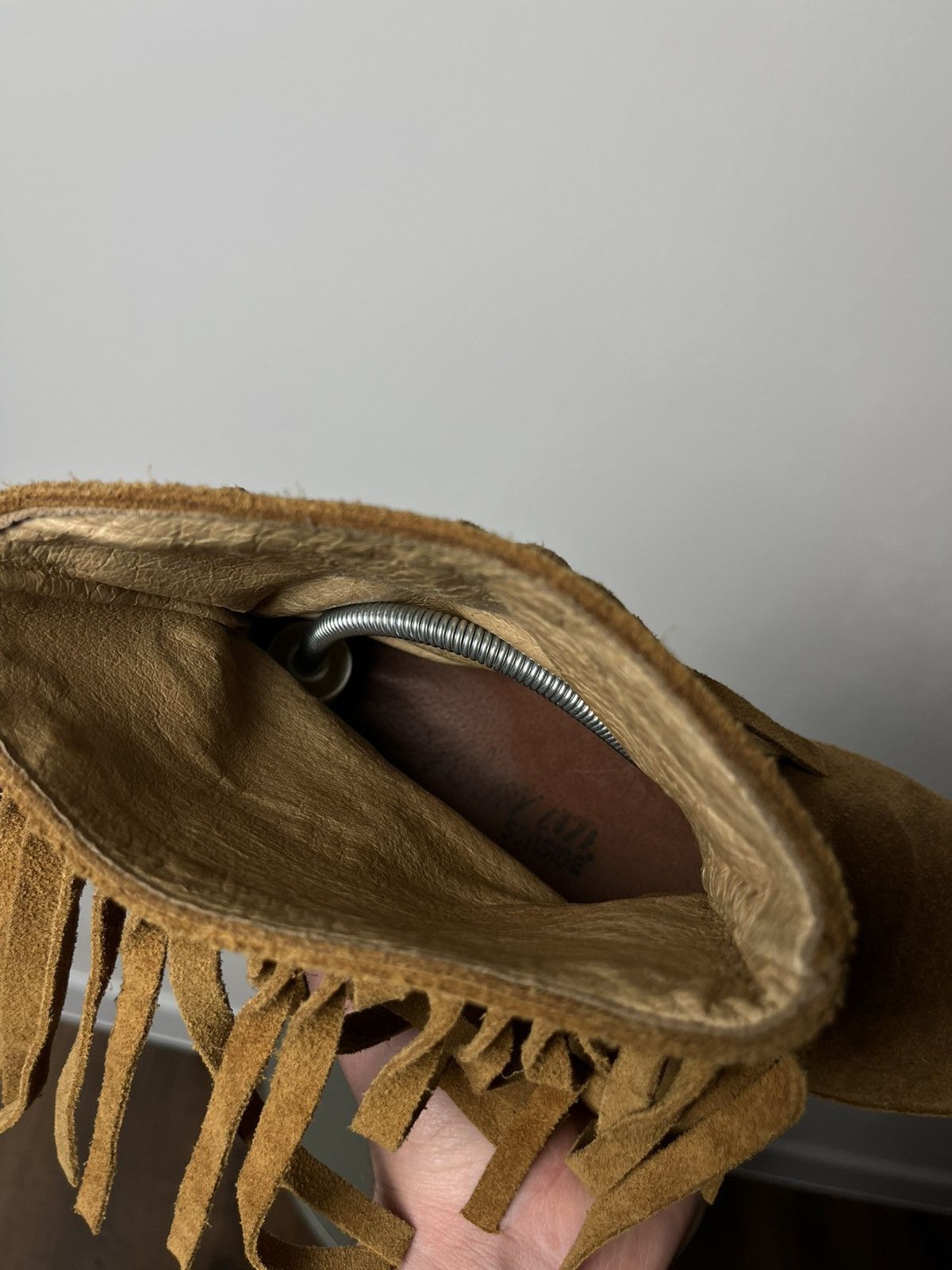Cowboy Equipment × Vintage Western Fringe Suede Leather Boots with Wooden Platform Sole Size US 6 / IT 36 - 10 Thumbnail