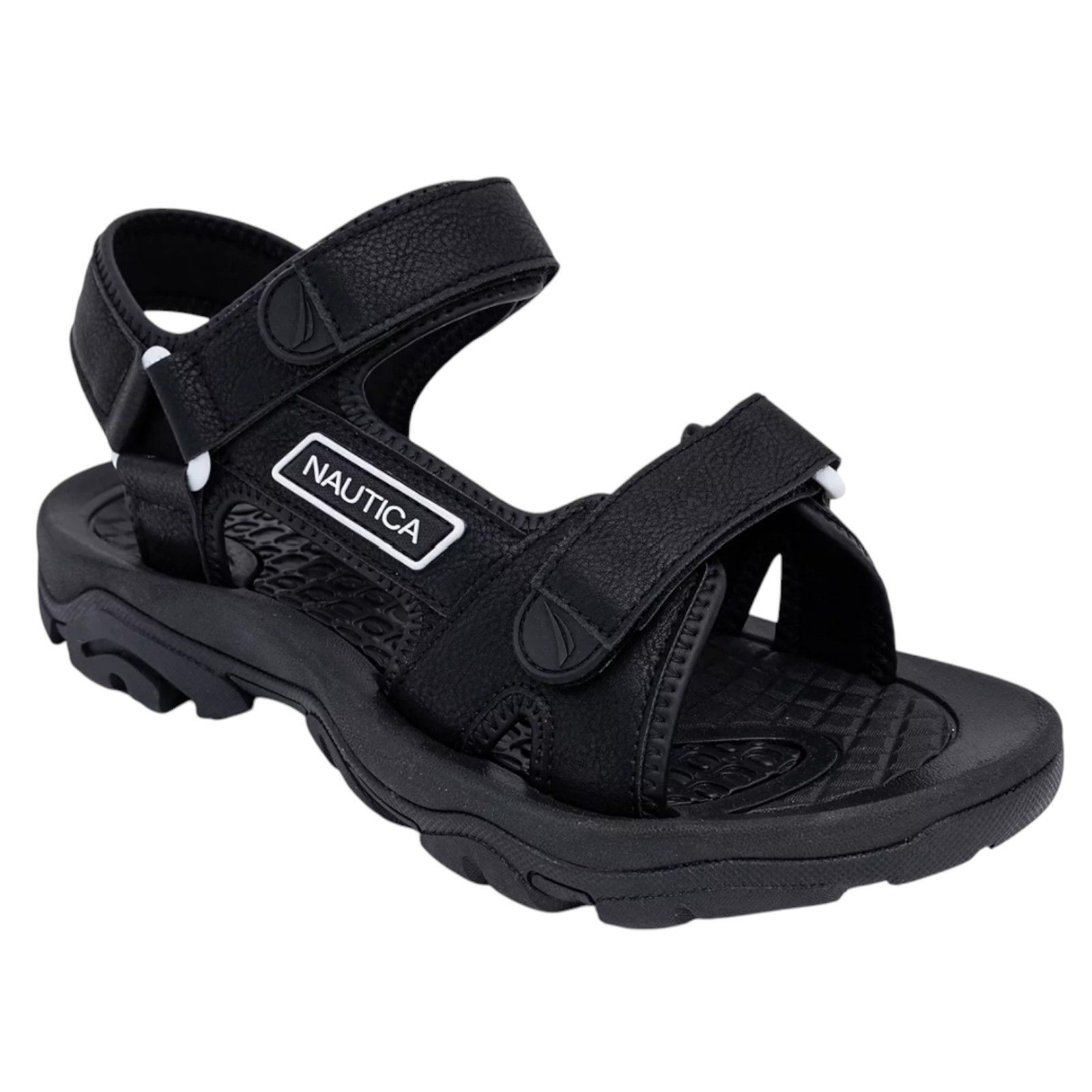 Nautica Bulty Round Toe Black Open Toe Strappy Sandals Men