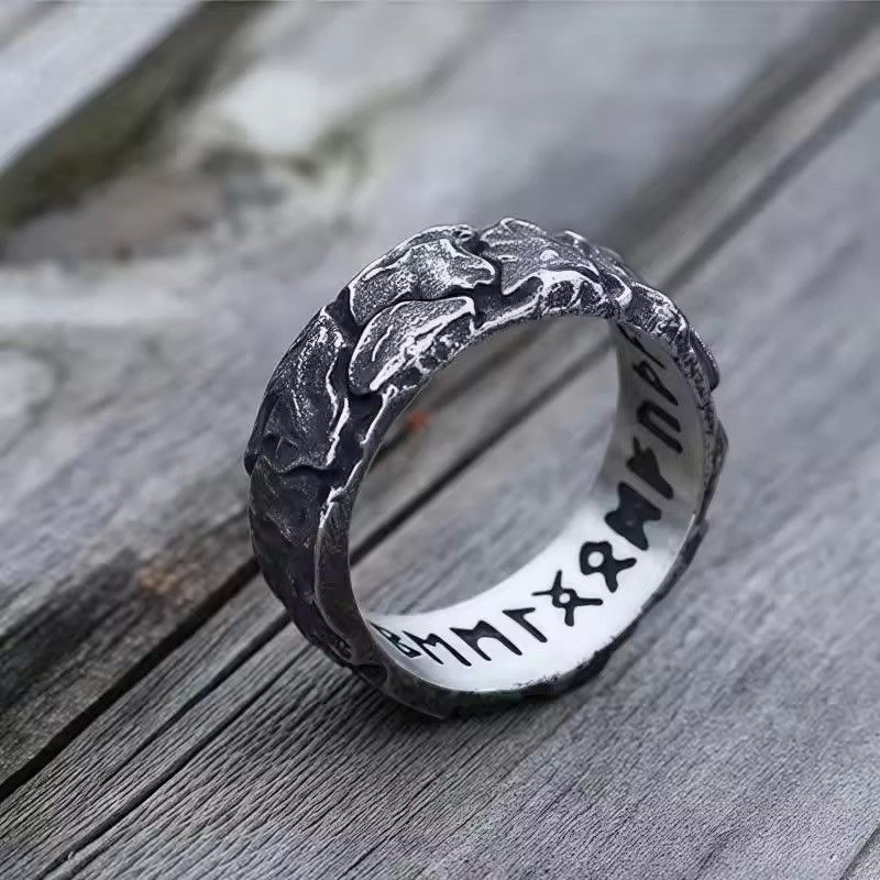 Japanese Brand Round Rock Ring Viking Rune ( siz3 7-13 ) Size ONE SIZE - 2 Thumbnail