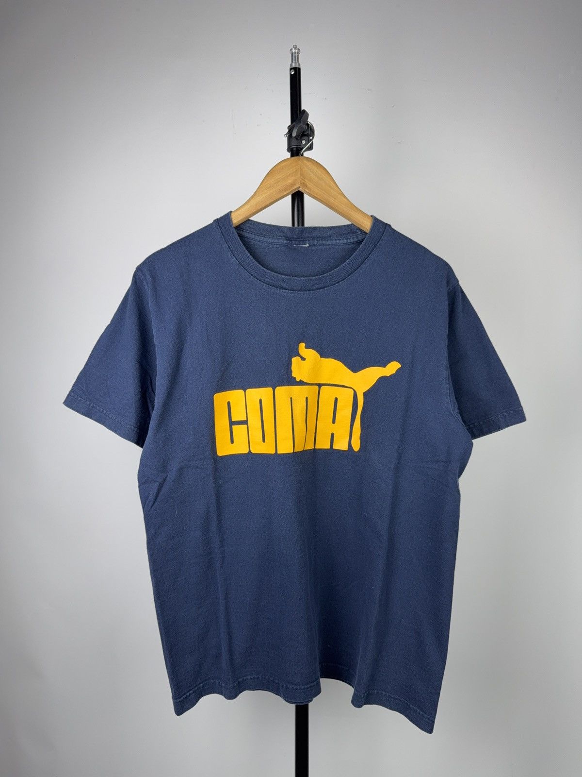 Puma Vintage 00s Funny Humour COMA Puma Graphic T-Shirt Navy Blue Size US M / EU 48-50 / 2 - 1 Thumbnail