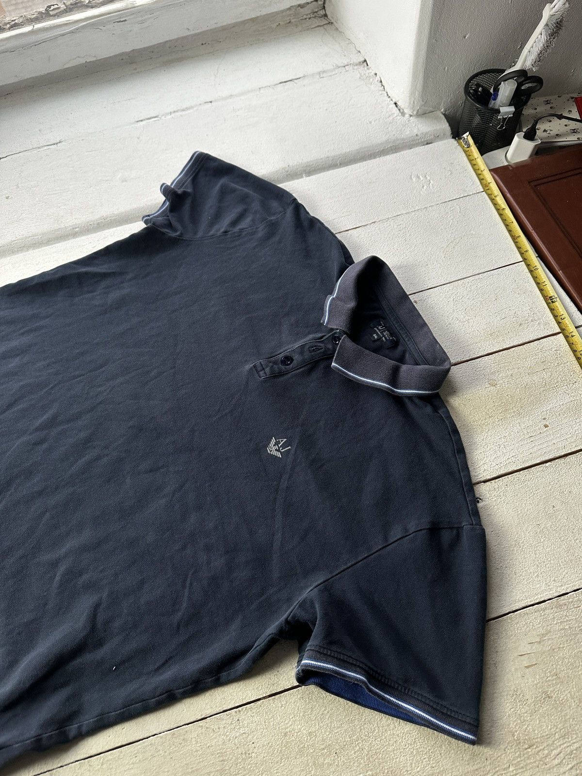 Armani 🚨Y2K ARMANI JEANS BLUE POLO GIORGIO T-shirt Avant Garde Size US XL / EU 56 / 4 - 2 Thumbnail
