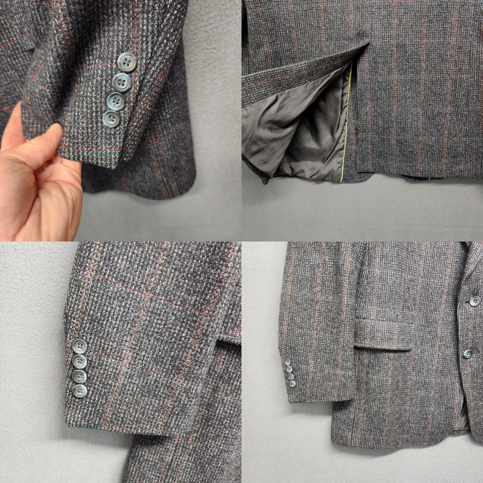 Austin Reed VINTAGE Austin Reed Mens 44R Blue Plaid Sport Coat Jacket Blazer Wool Classic Size 44R - 9 Thumbnail