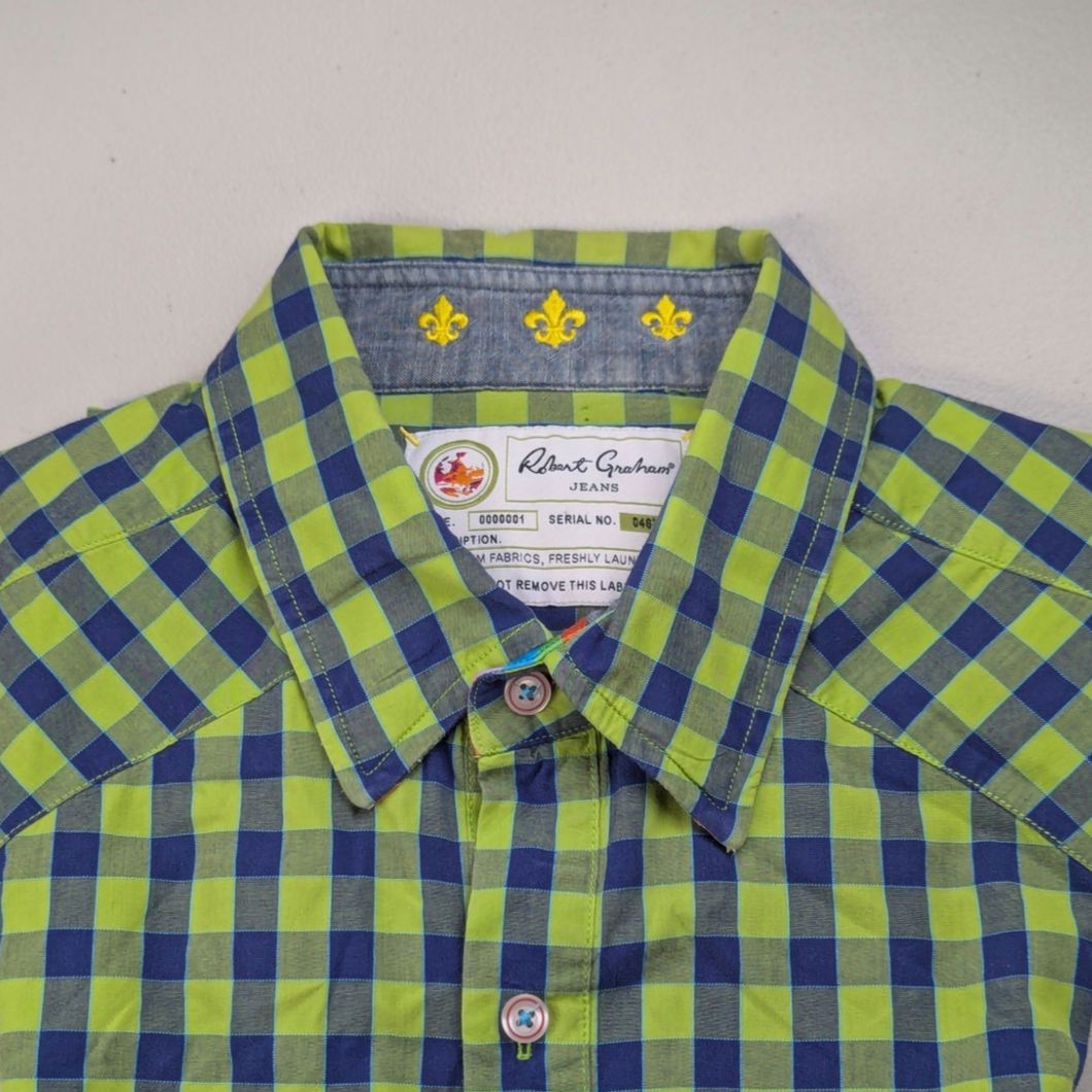 Robert Graham Robert Graham Shirt Green Blue Plaid Gingham Bright Bold Size US L / EU 52-54 / 3 - 1 Thumbnail