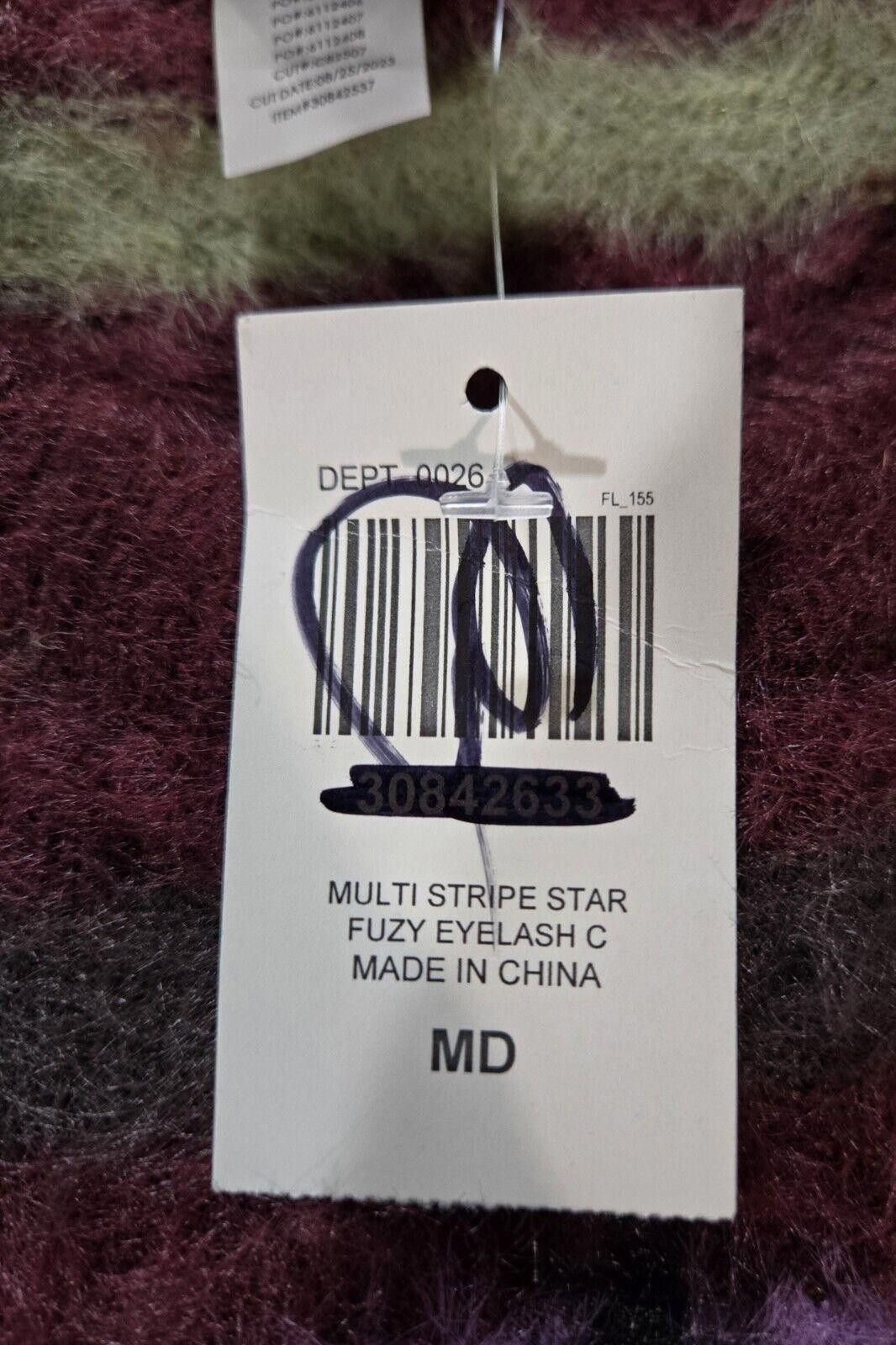 Designer Cropped Social Collision Striped Sweater Sz M Hot Topic NWT Size M / US 6-8 / IT 42-44 - 7 Thumbnail