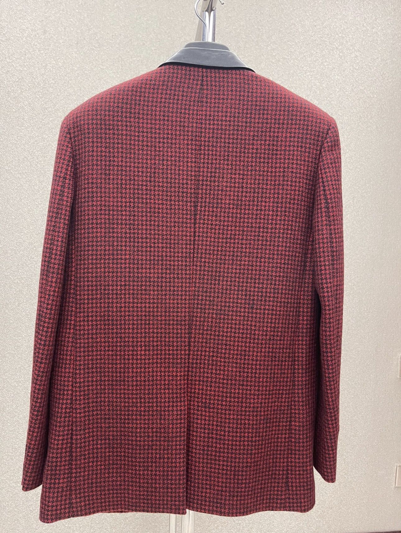 Saint Laurent Paris Saint Laurent red checkered blazer suits leather collar Size 48S - 2 Thumbnail