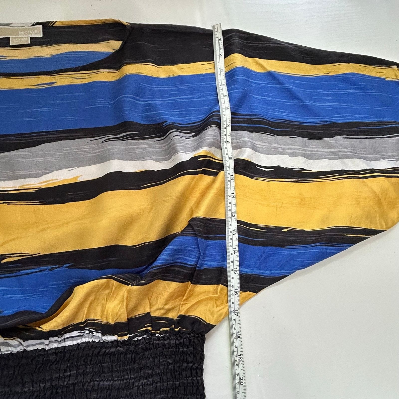 Michael Kors Michael Michael Kors Silk Blouse XL Yellow Blue Black Stripe Size XL / US 12-14 / IT 48-50 - 17 Thumbnail