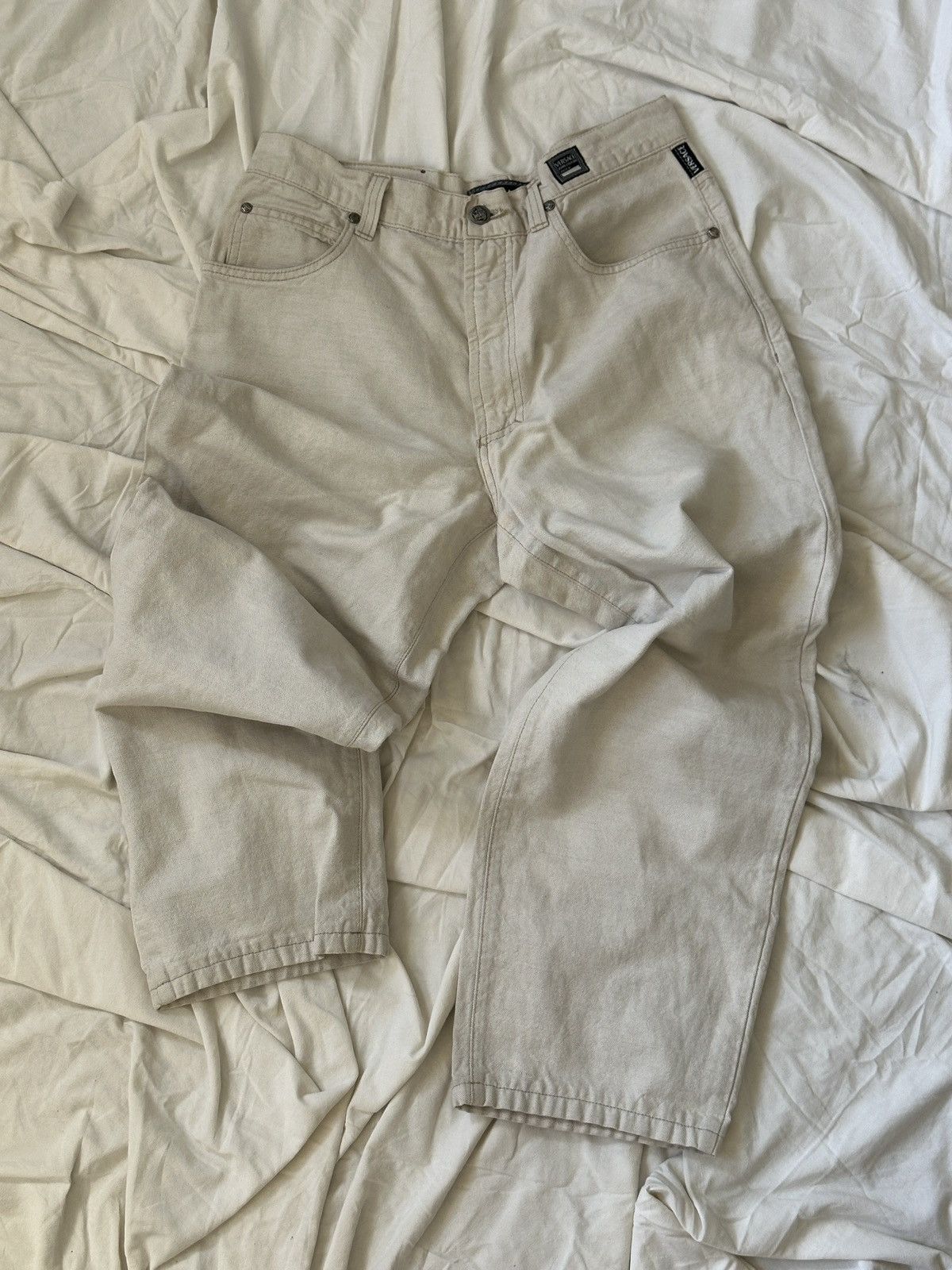 Versace Vintage Light Beige Cotton Linen Jeans Size US 32 / EU 48 - 2 Thumbnail