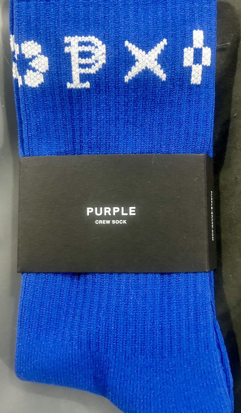 Purple Brand Purple Brand Monogram Crew Socks Royal Blue White Mens Size ONE SIZE - 3 Thumbnail