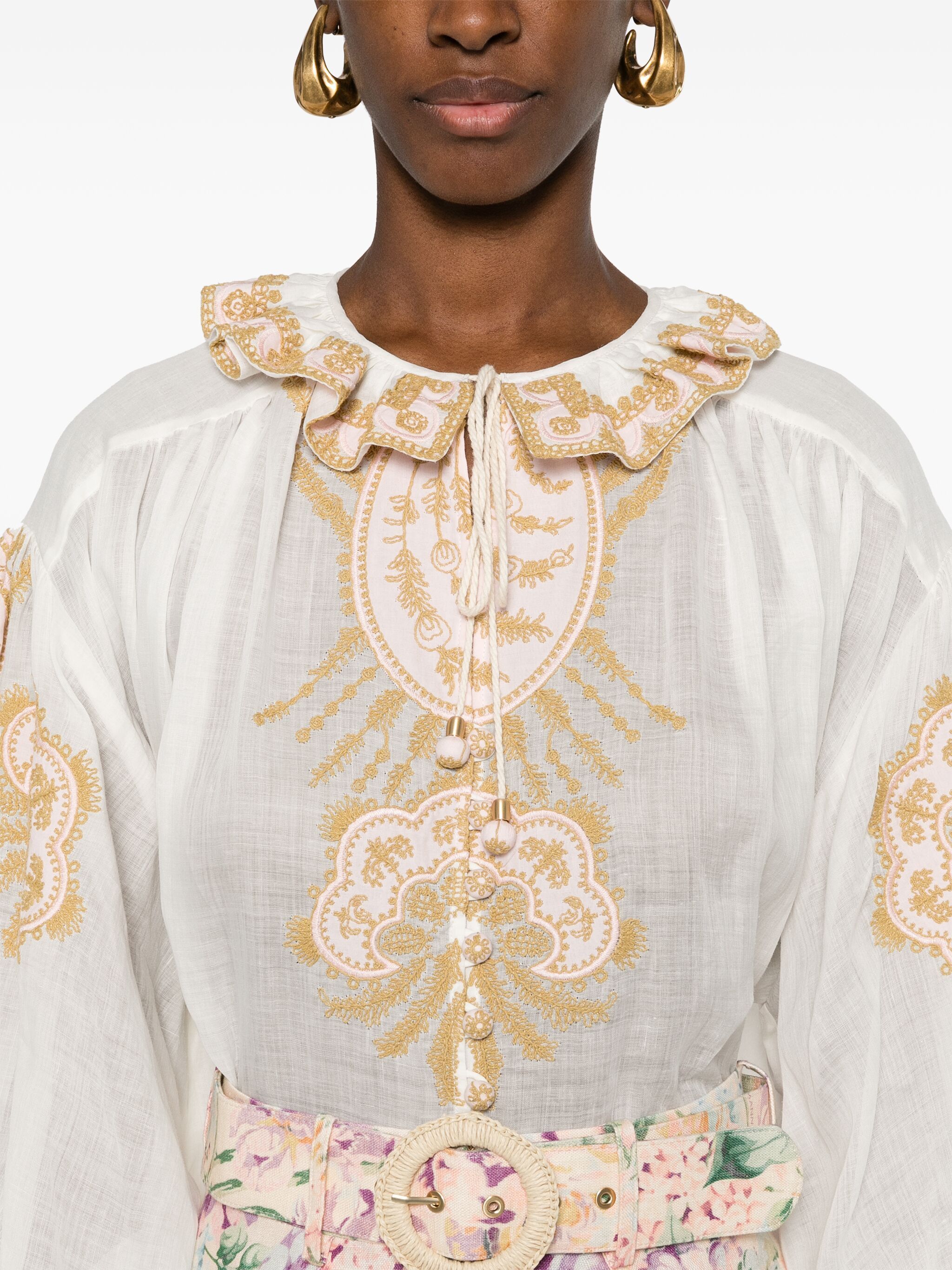 Zimmermann o1s22i1n1024 Ramie Blouse in White Size M / US 6-8 / IT 42-44 - 4 Thumbnail