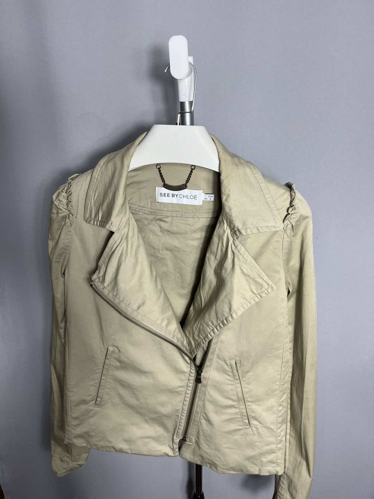 See by Chloe See by Chloe Beige Zip Jacket Womans Cotton Size M / US 6-8 / IT 42-44 - 4 Thumbnail