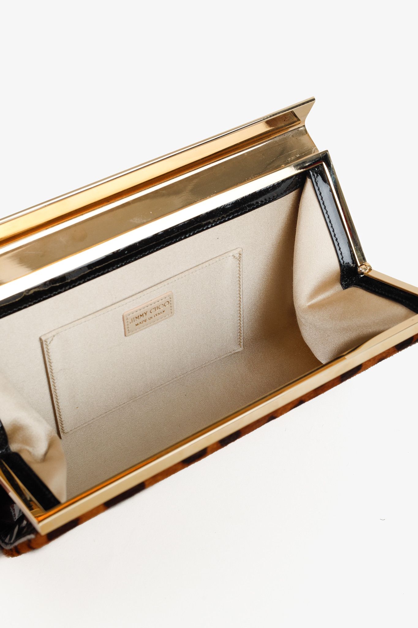 Jimmy Choo Jimmy Choo Cayla Leopard Pony Hair Enamel-Top Clutch Size ONE SIZE - 7 Thumbnail