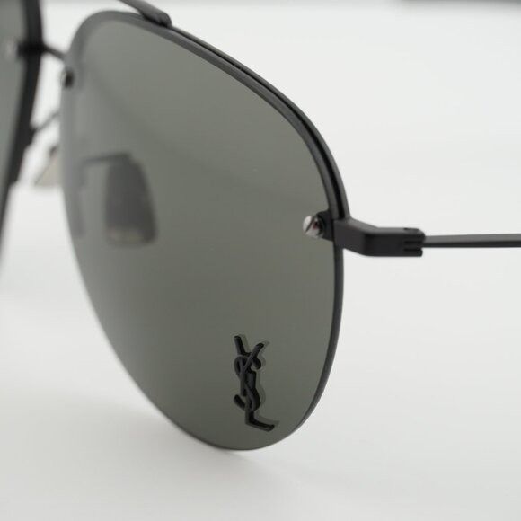 Saint Laurent Paris Saint Laurent CLASSIC 11F 005 Sunglasses Shiny Black Aviator Size ONE SIZE - 9 Thumbnail