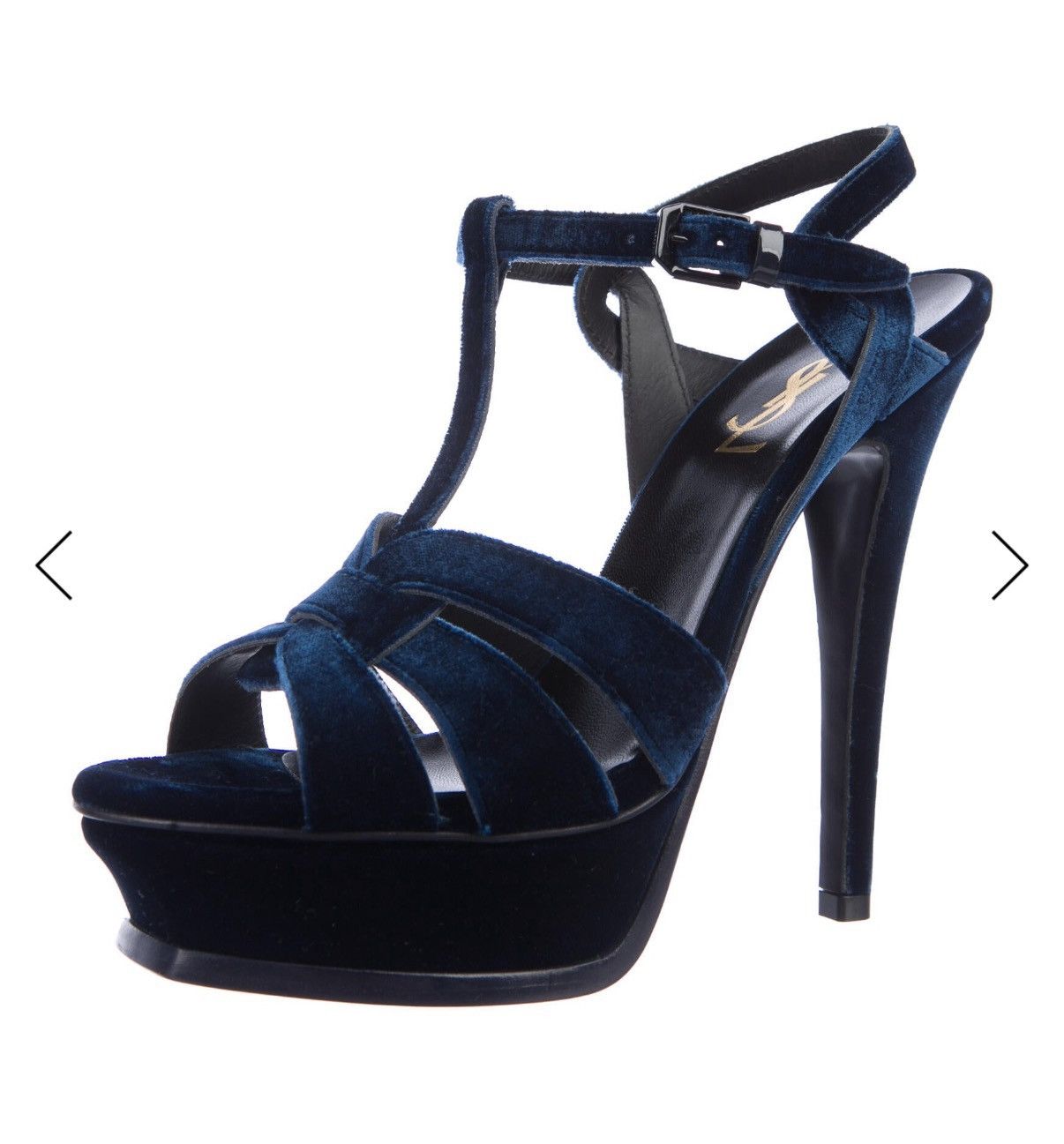Saint Laurent Paris Saint Laurent Tribute Velvet Navy Blue Platform Size US 7 / IT 37 - 1 Thumbnail