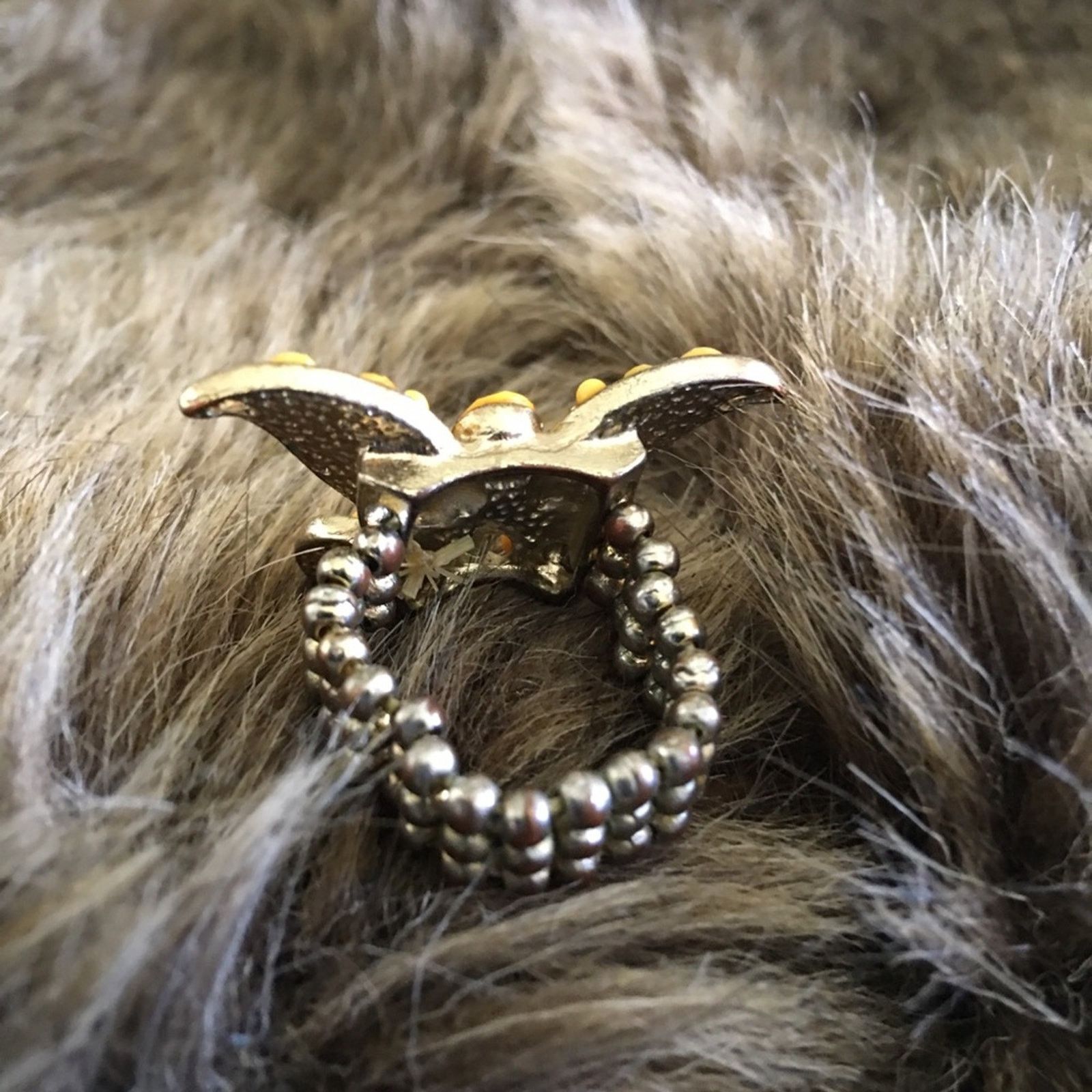 Jewelry Gold faceted stone butterfly stretch ring Size ONE SIZE - 5 Thumbnail